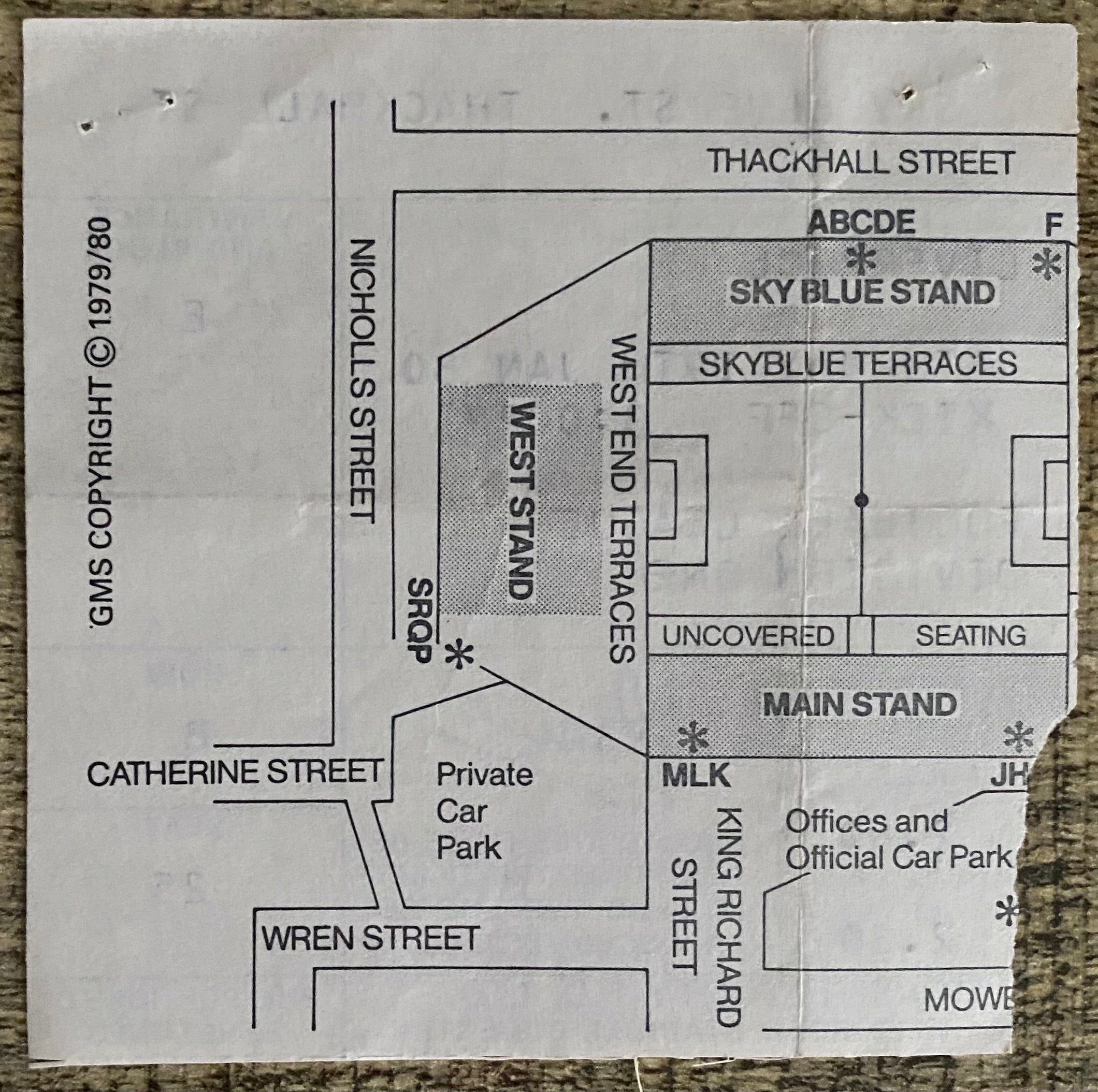 1979/80 ORIGINAL DIVISION ONE TICKET COVENTRY CITY V LIVERPOOL