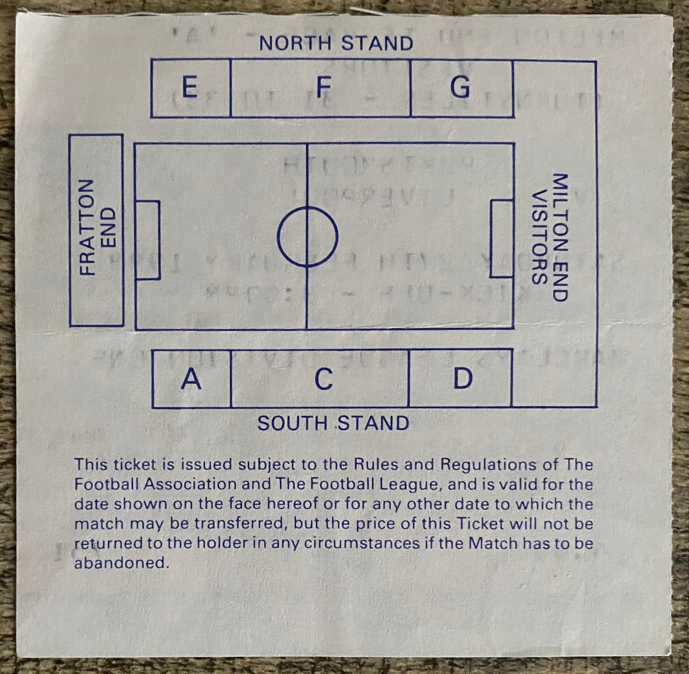 1987/88 ORIGINAL DIVISION ONE TICKET PORTSMOUTH V LIVERPOOL