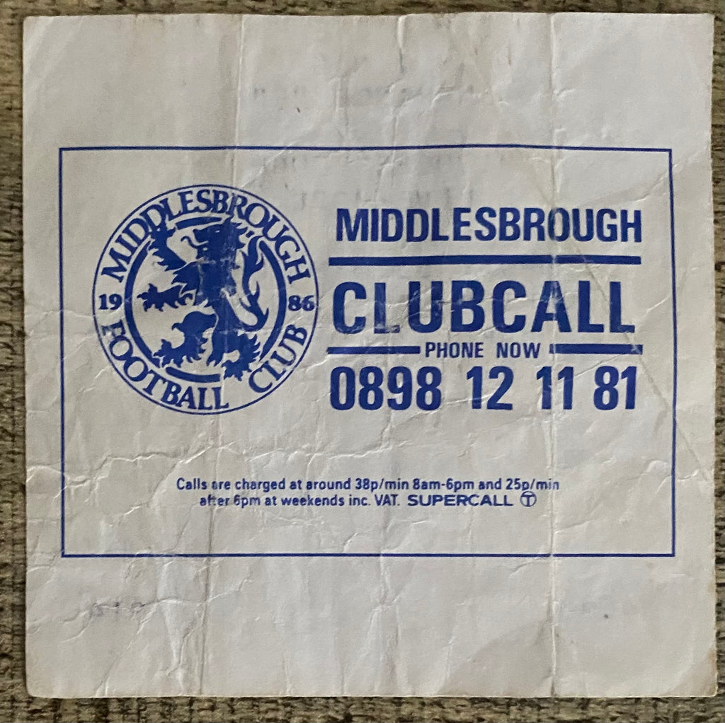 1988/89 ORIGINAL DIVISION ONE TICKET MIDDLESBROUGH V LIVERPOOL
