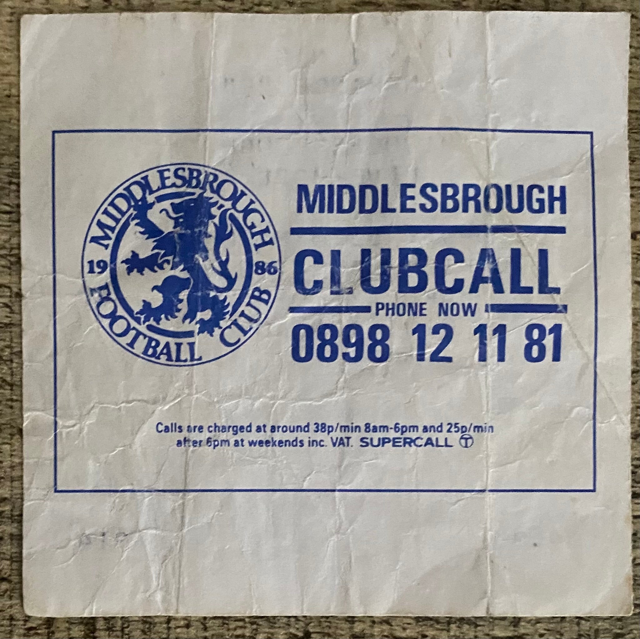 1988/89 ORIGINAL DIVISION ONE TICKET MIDDLESBROUGH V LIVERPOOL
