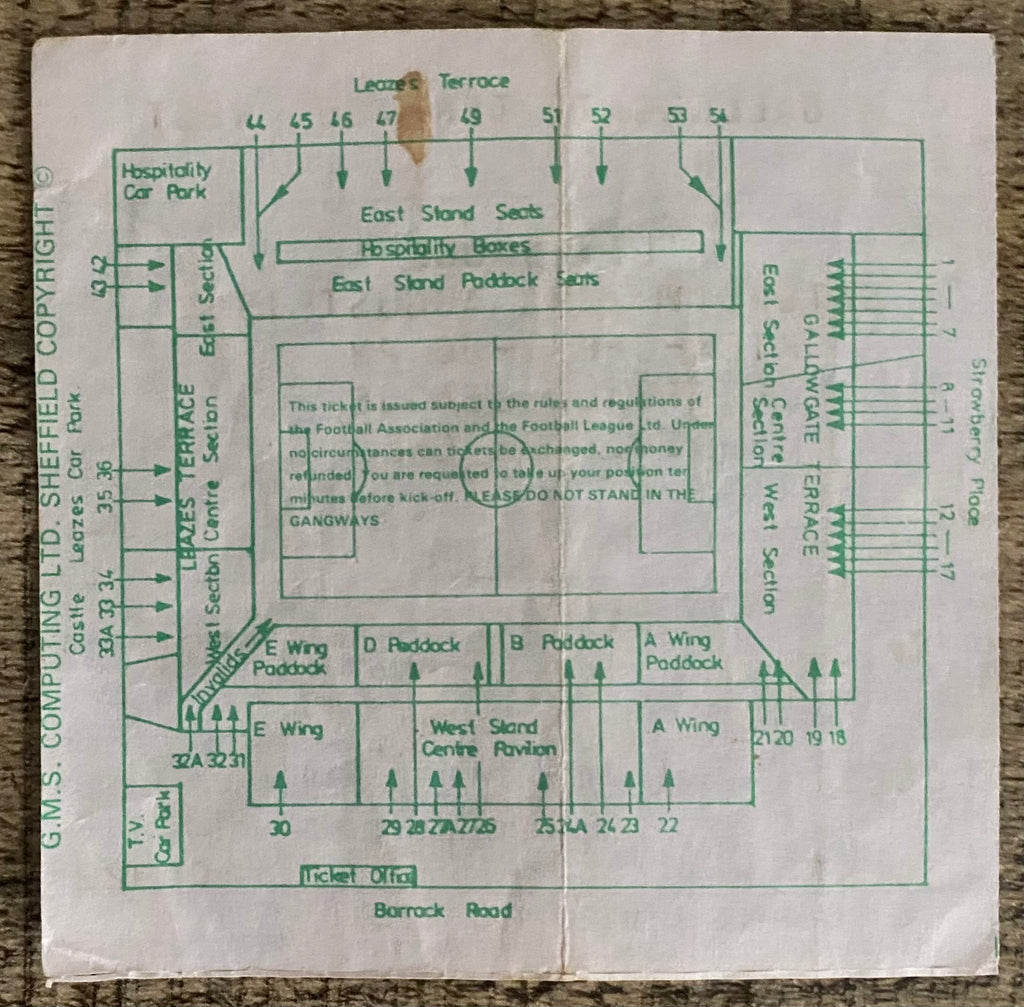 1986/87 ORIGINAL DIVISION ONE TICKET NEWCASTLE UNITED V LIVERPOOL
