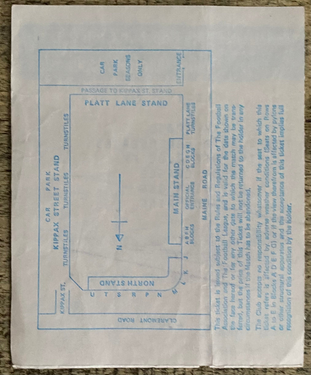 1985/86 ORIGINAL DIVISION ONE TICKET MANCHESTER CITY V LIVERPOOL
