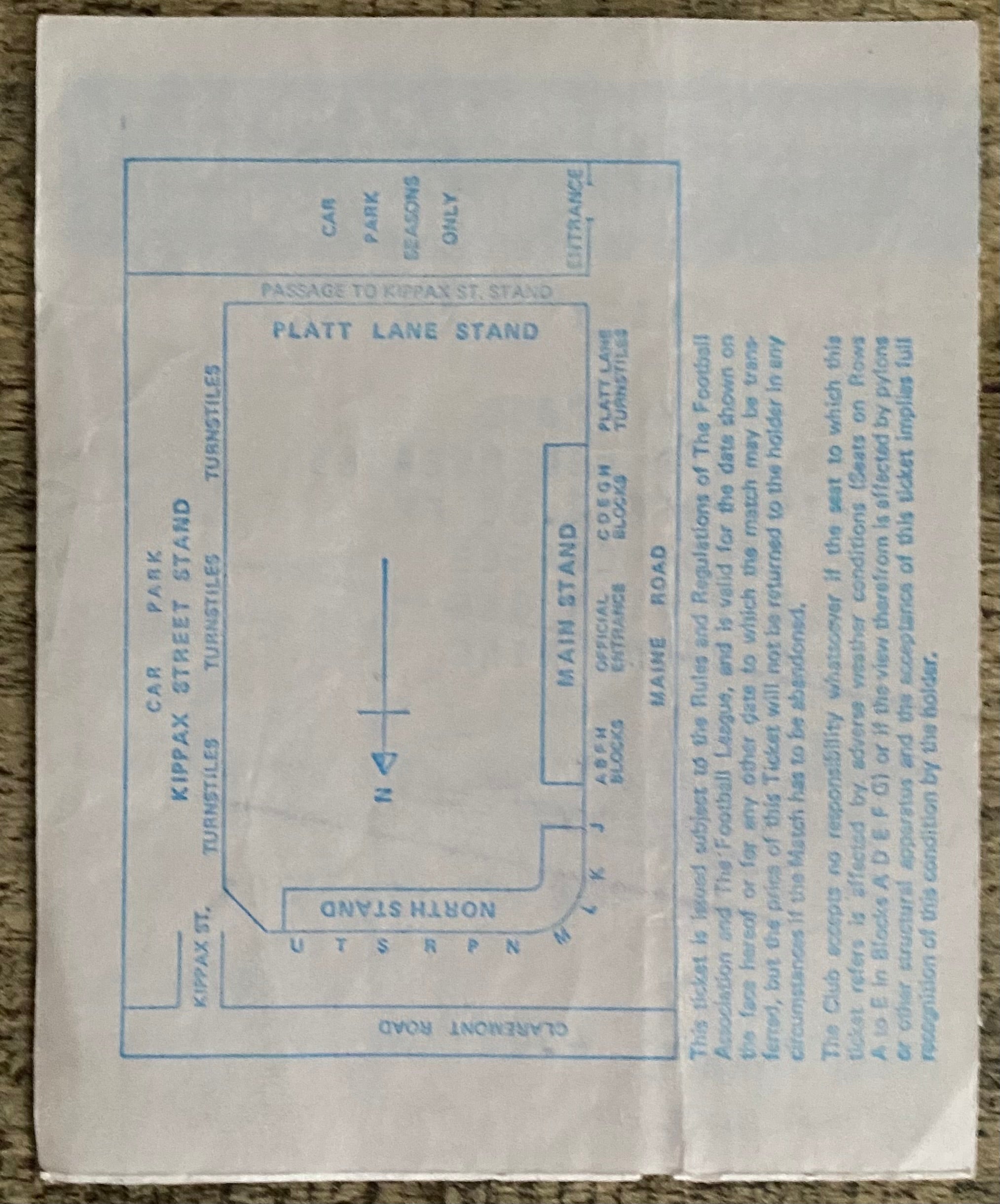 1985/86 ORIGINAL DIVISION ONE TICKET MANCHESTER CITY V LIVERPOOL