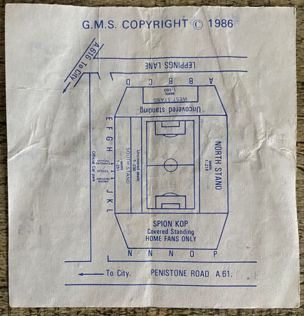 1986/87 ORIGINAL DIVISION ONE TICKET SHEFFIELD WEDNESDAY V LIVERPOOL