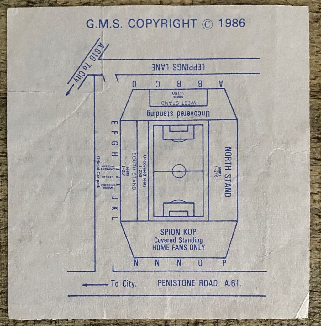 1986/87 ORIGINAL DIVISION ONE TICKET SHEFFIELD WEDNESDAY V LIVERPOOL