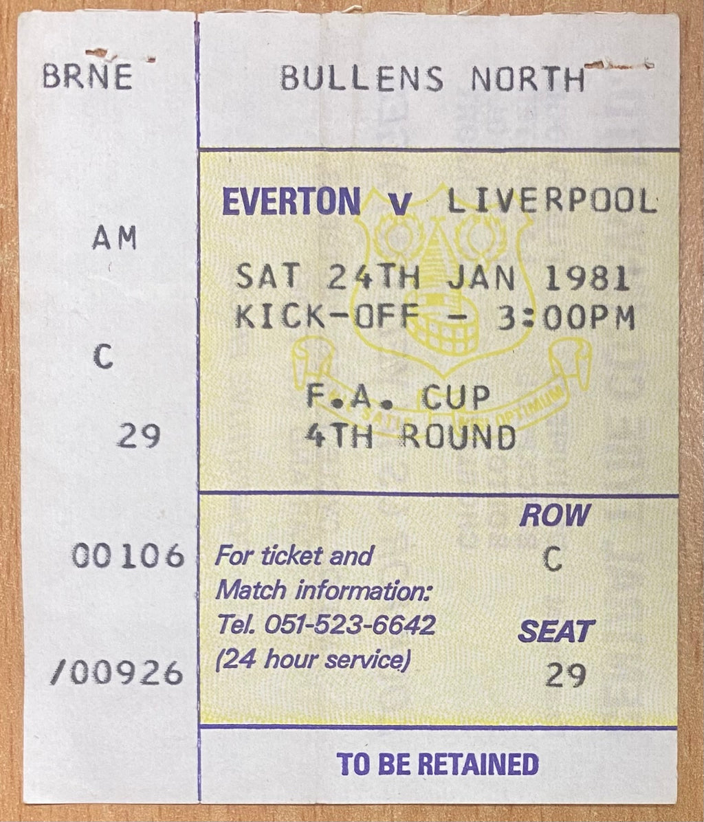 1980/81 ORIGINAL FA CUP 4TH ROUND TICKET EVERTON V LIVERPOOL