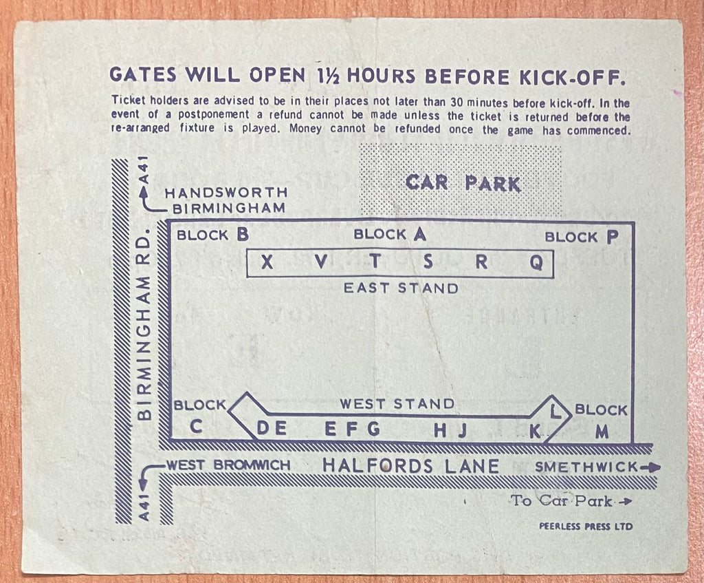 1972/73 ORIGINAL LEAGUE CUP 3RD ROUND TICKET WEST BROMWICH ALBION V LIVERPOOL
