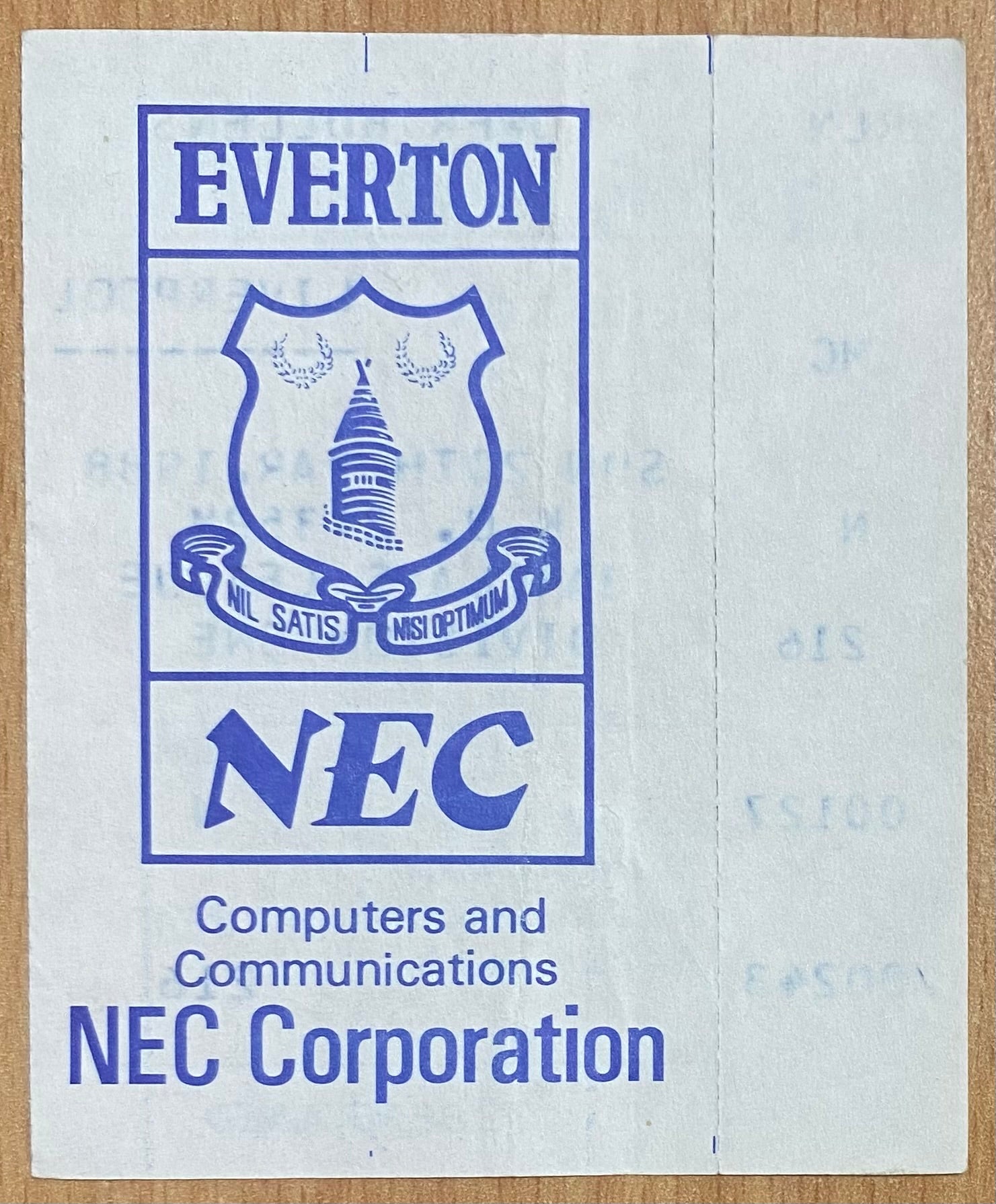 1987/88 ORIGINAL DIVISION ONE TICKET EVERTON V LIVERPOOL