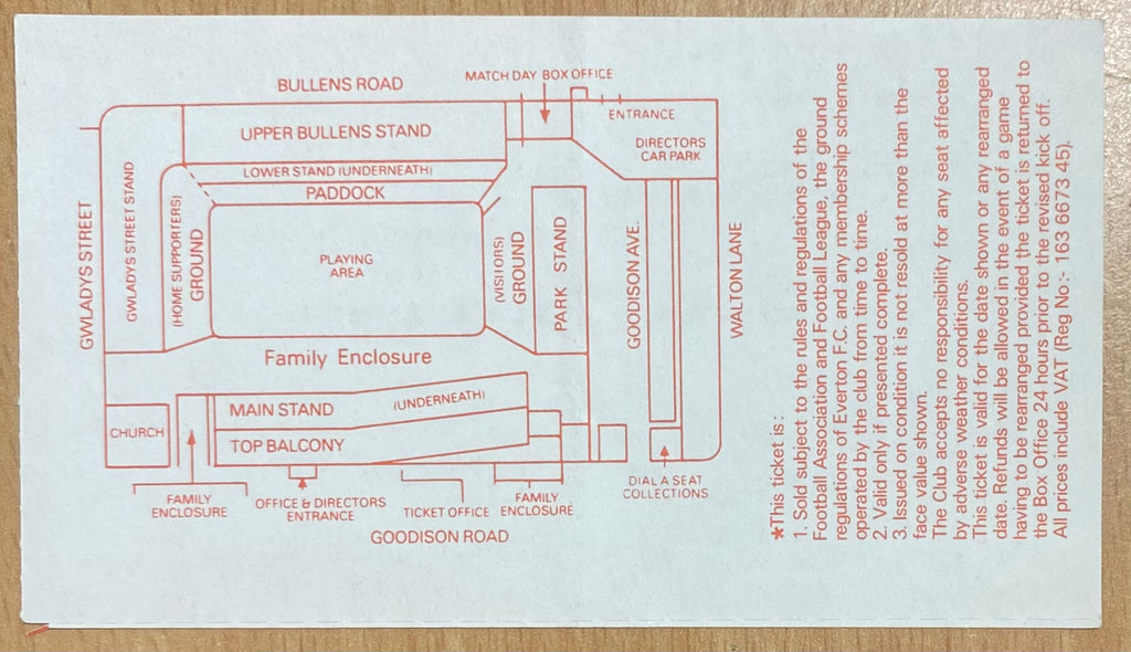 1988/89 ORIGINAL DIVISION ONE TICKET EVERTON V LIVERPOOL