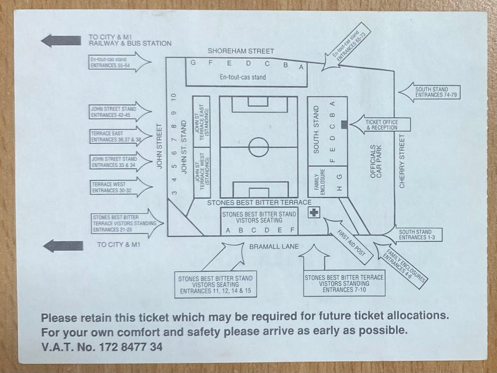 1993/94 ORIGINAL FA PREMIERSHIP TICKET SHEFFIELD UNITED V LIVERPOOL