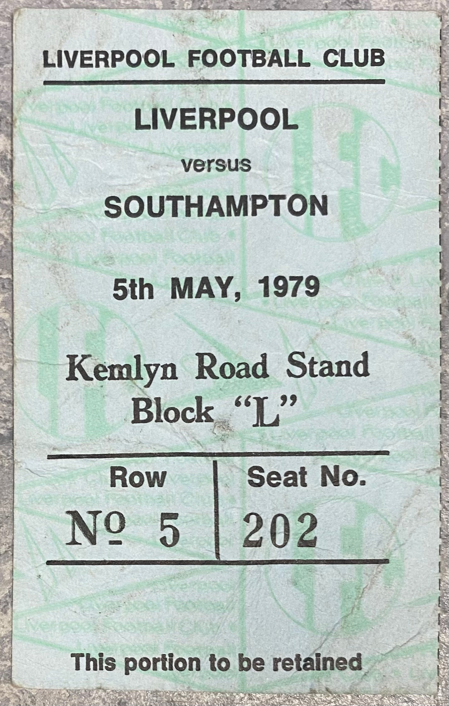 1978/79 ORIGINAL DIVISION ONE TICKET LIVERPOOL V SOUTHAMPTON