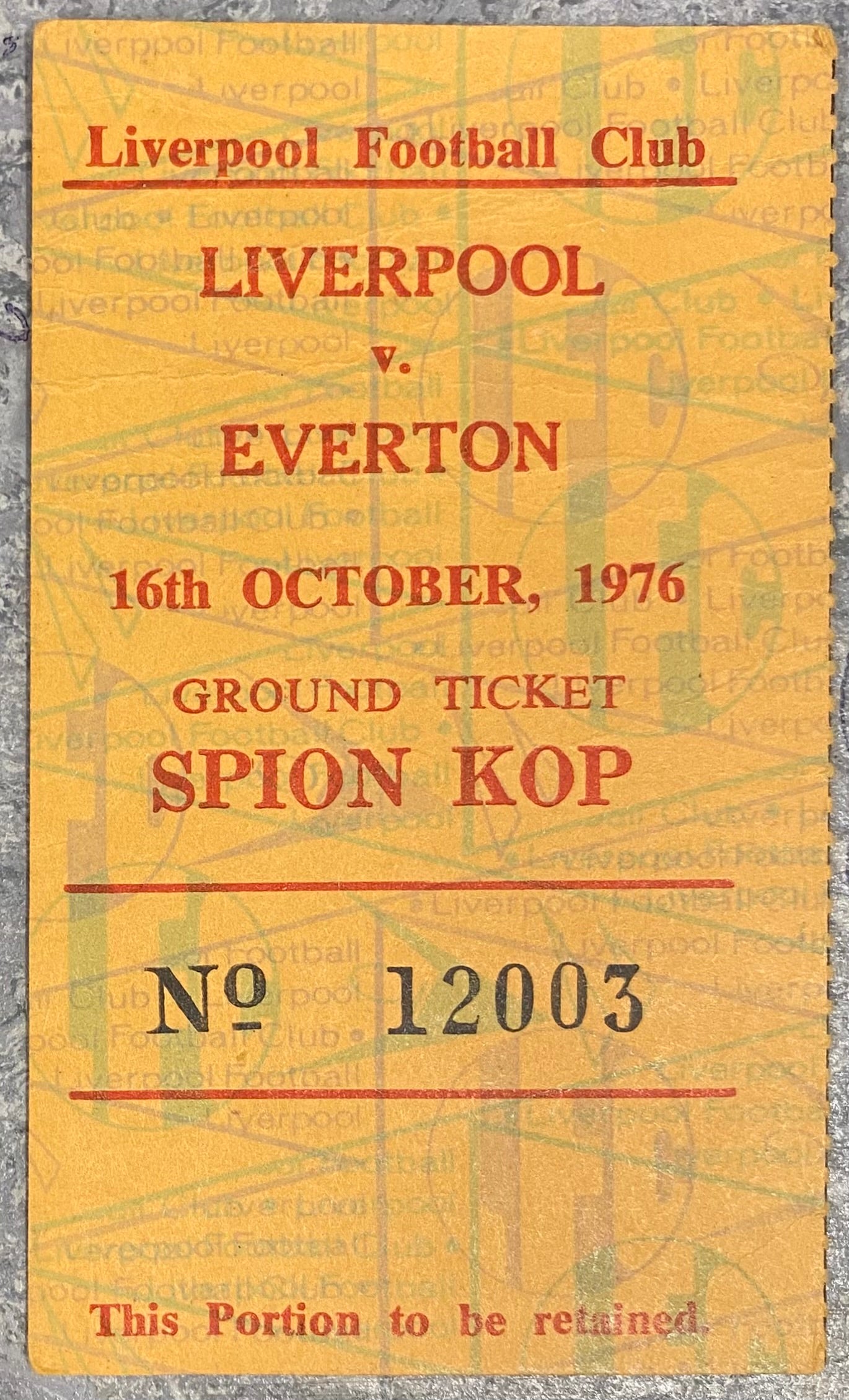 1976/77 ORIGINAL DIVISION ONE TICKET LIVERPOOL V EVERTON