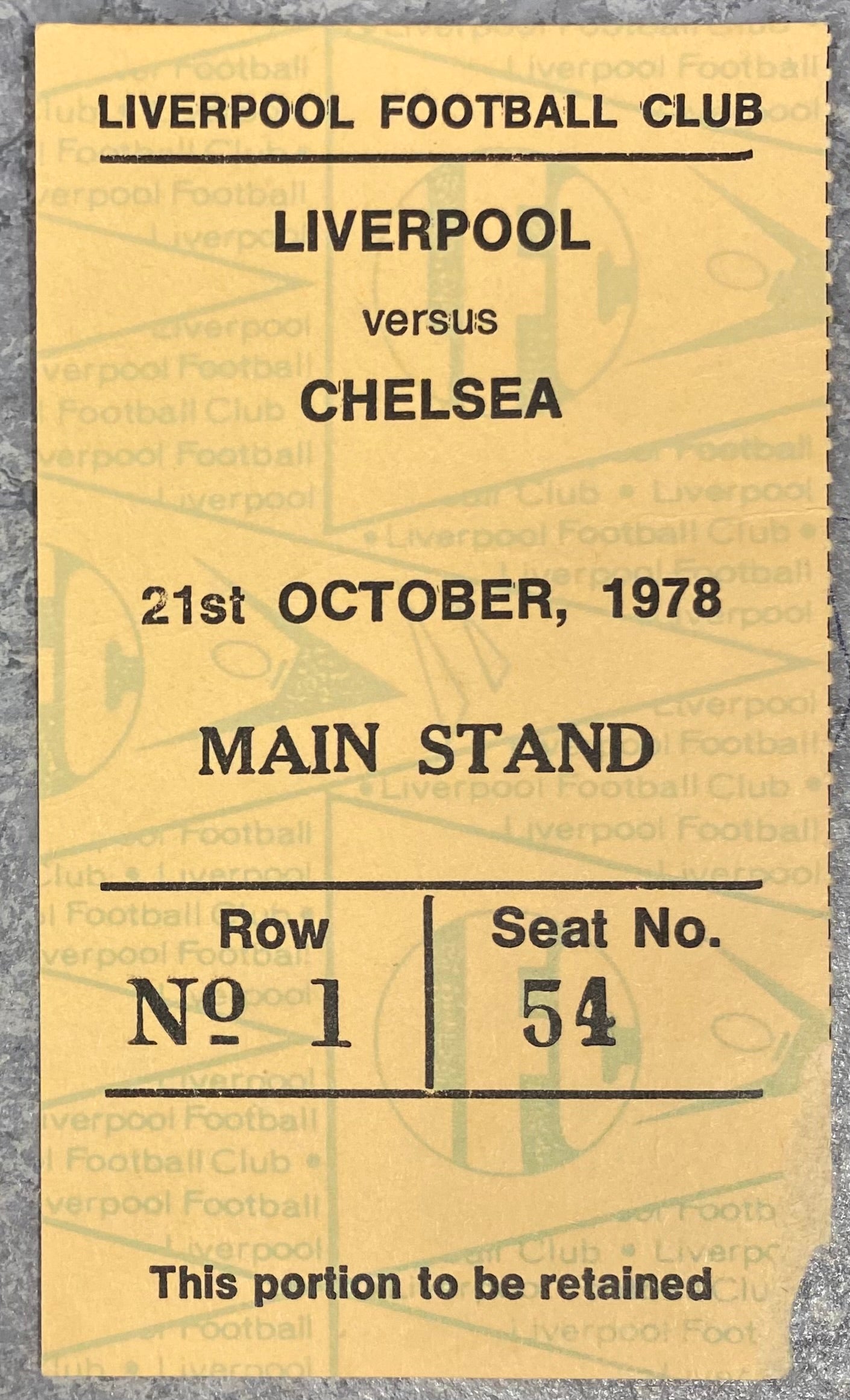 1978/79 ORIGINAL DIVISION ONE TICKET LIVERPOOL V CHELSEA