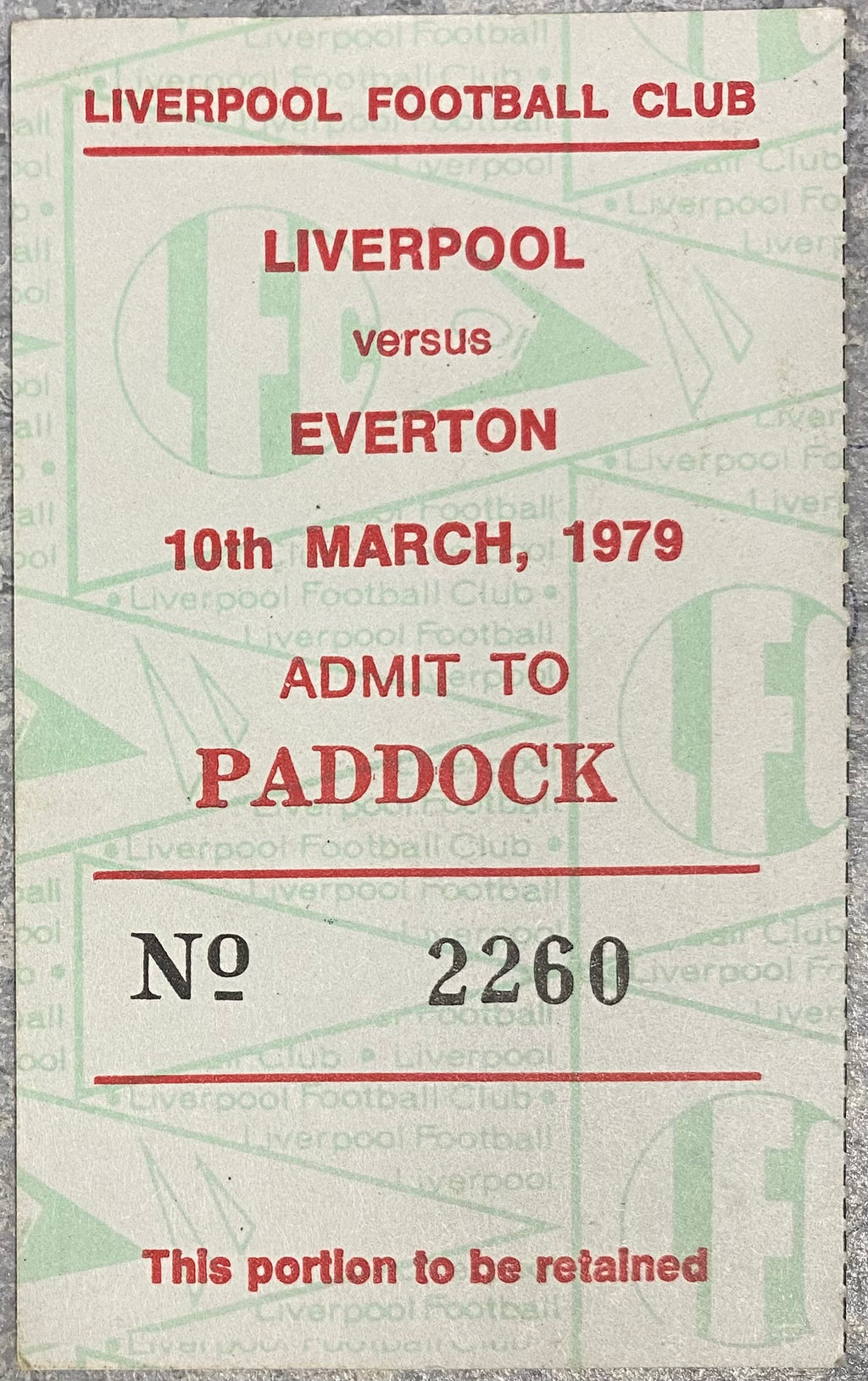 1978/79 ORIGINAL DIVISION ONE TICKET LIVERPOOL V EVERTON