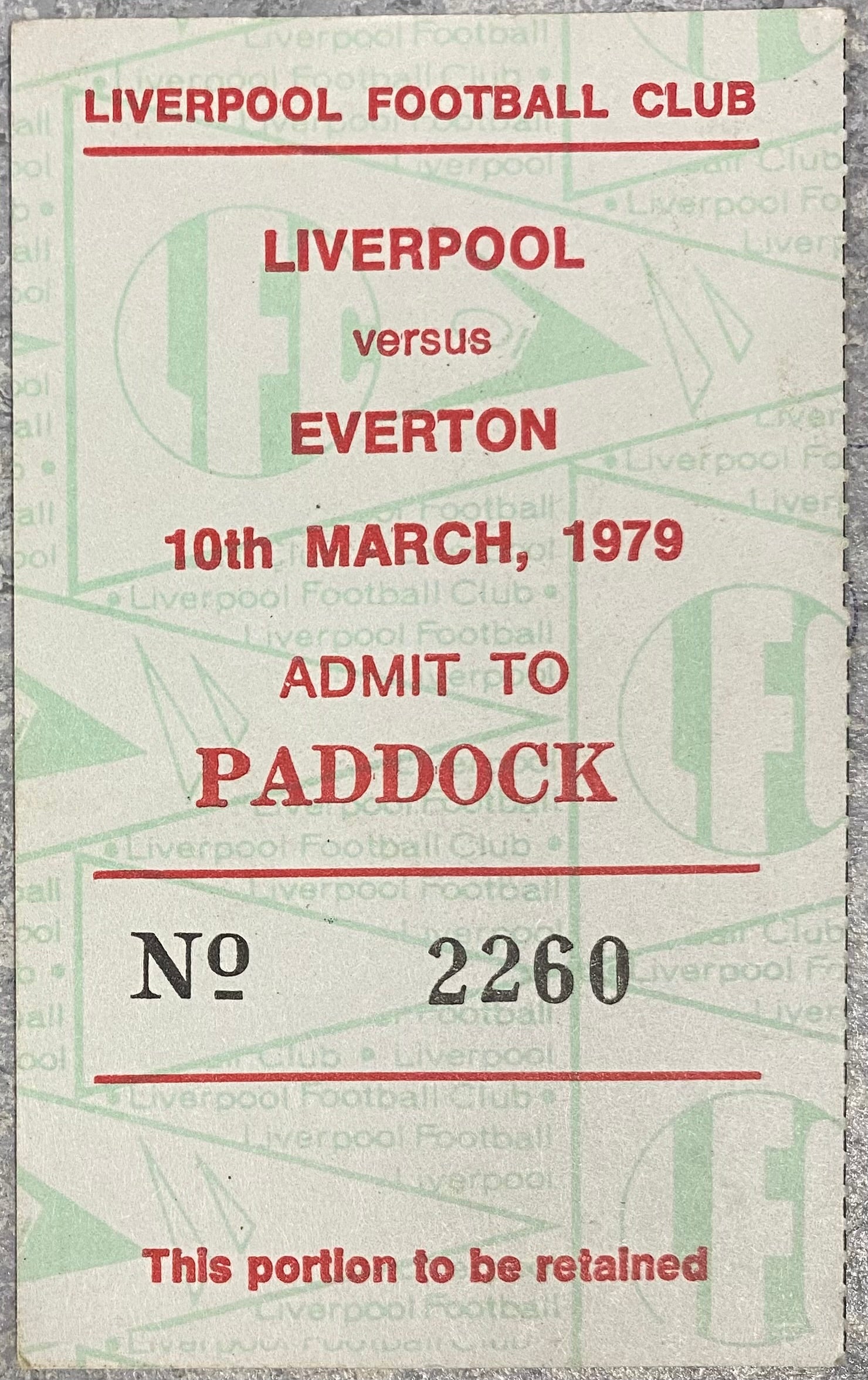 1978/79 ORIGINAL DIVISION ONE TICKET LIVERPOOL V EVERTON