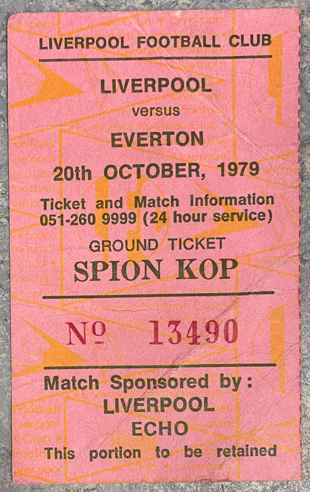 1979/80 ORIGINAL DIVISION ONE TICKET LIVERPOOL V EVERTON