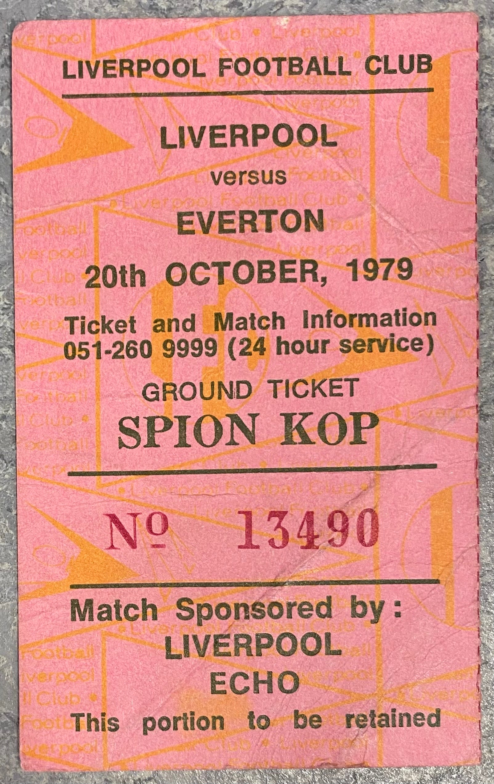 1979/80 ORIGINAL DIVISION ONE TICKET LIVERPOOL V EVERTON