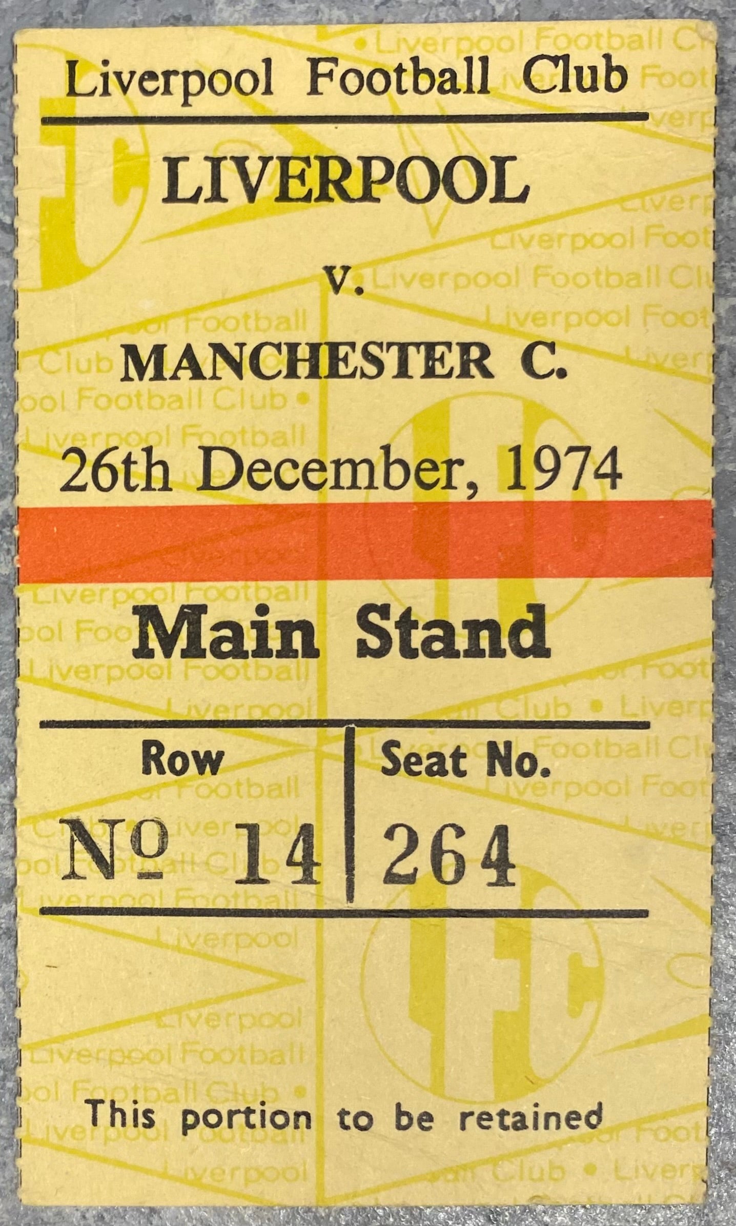 1974/75 ORIGINAL DIVISION ONE TICKET LIVERPOOL V MANCHESTER CITY