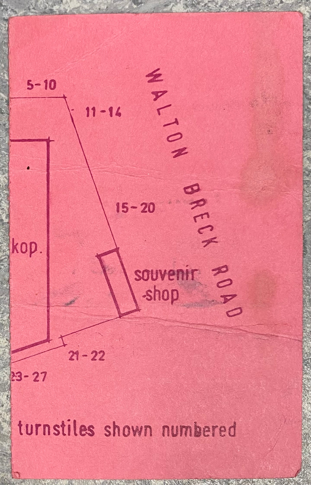 1977/78  ORIGINAL LEAGUE CUP SEMI FINAL 1ST LEG TICKET LIVERPOOL V ARSENAL
