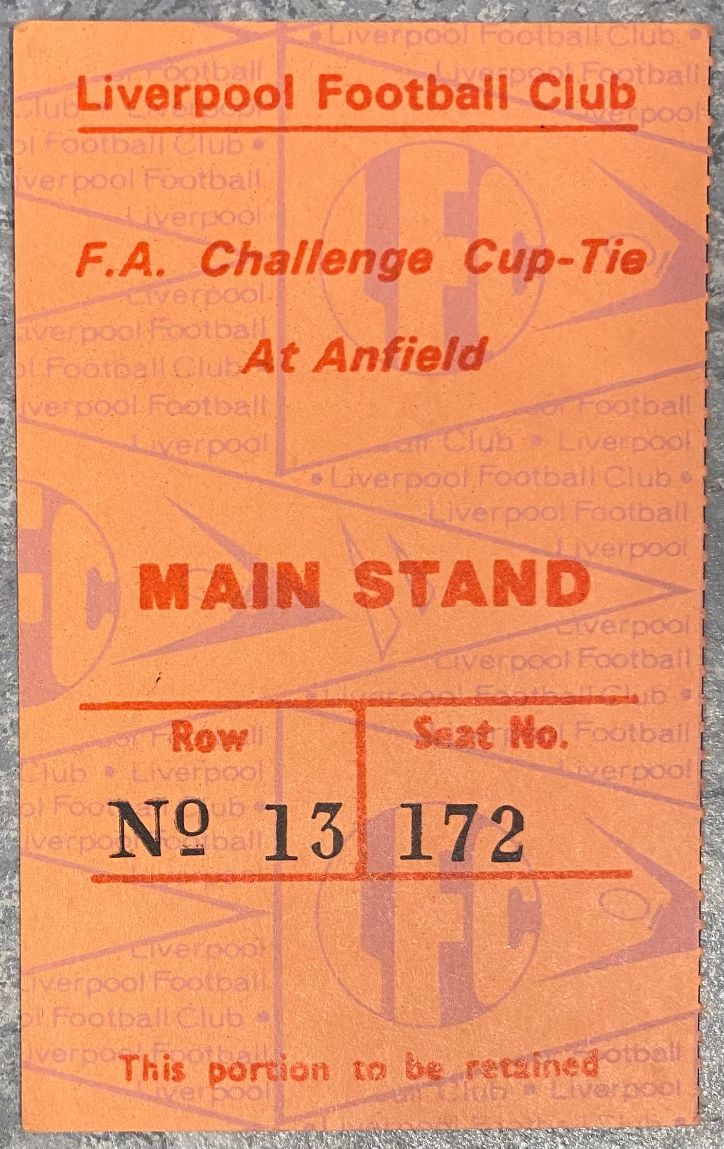 1976/77 ORIGINAL FA CUP 6TH ROUND TICKET LIVERPOOL V MIDDLESBROUGH