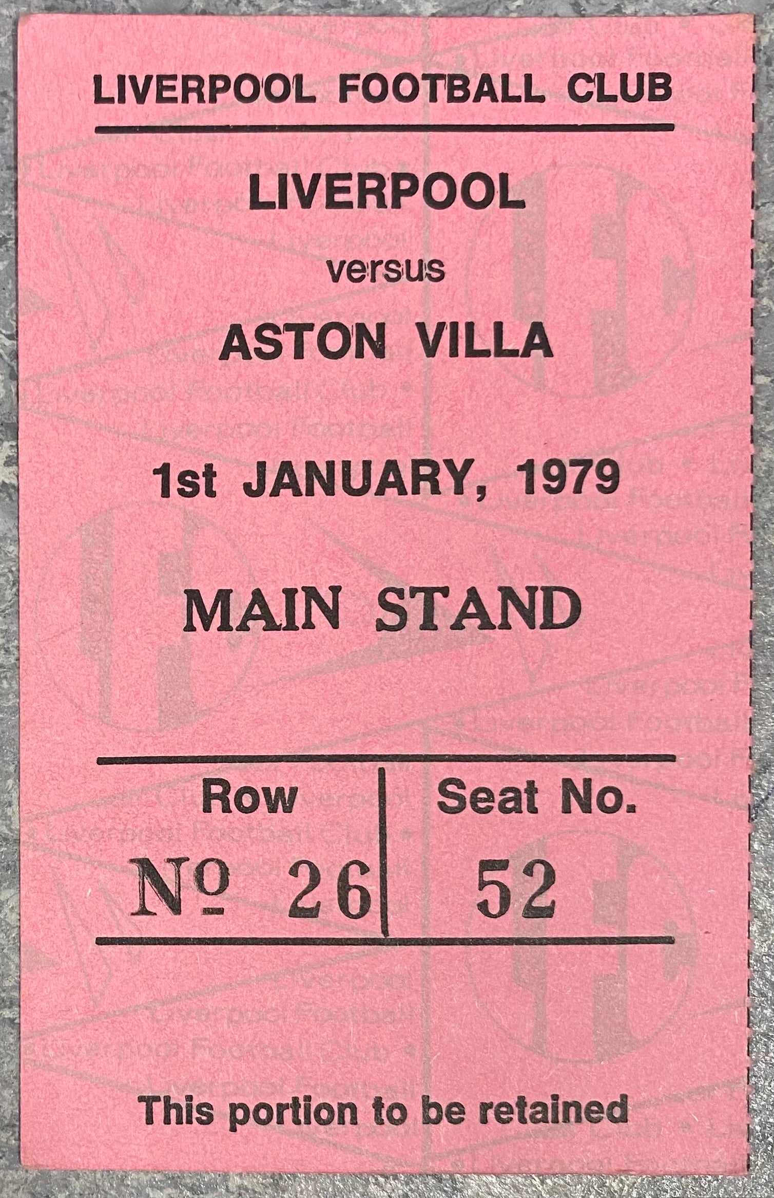 1978/79 ORIGINAL DIVISION ONE TICKET LIVERPOOL V ASTON VILLA