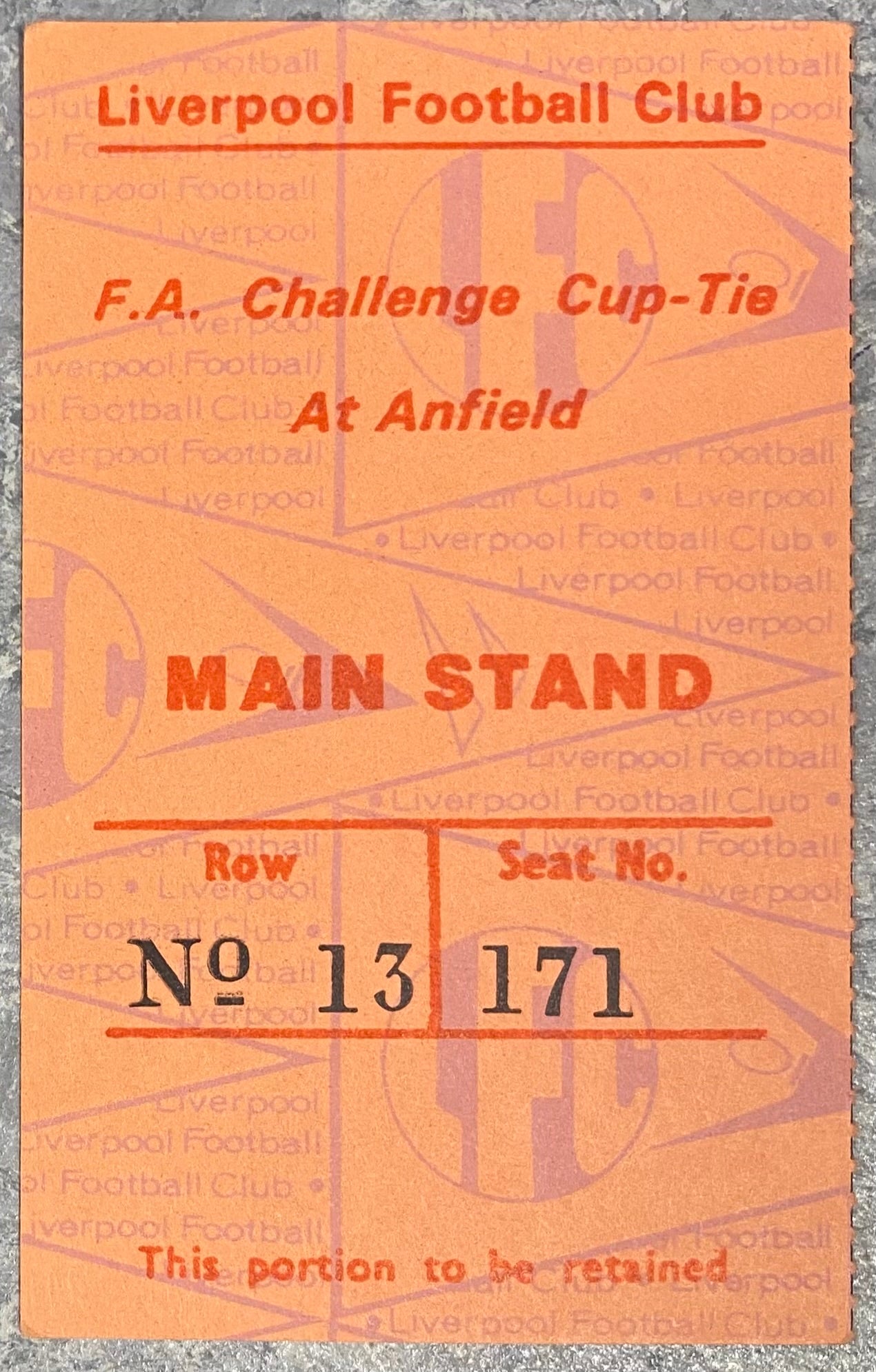1976/77 ORIGINAL FA CUP 6TH ROUND TICKET LIVERPOOL V MIDDLESBROUGH