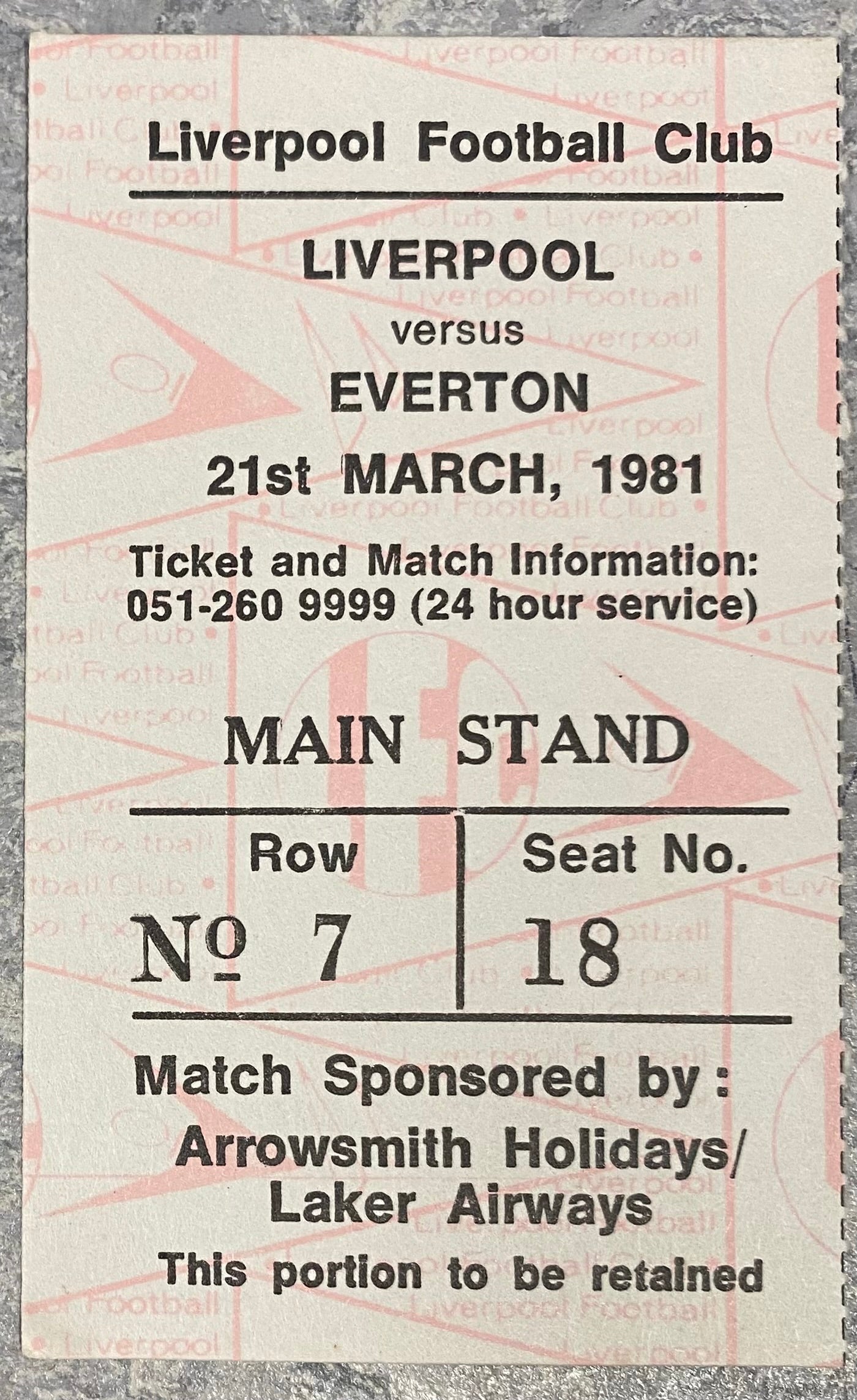 1980/81 ORIGINAL DIVISION ONE TICKET LIVERPOOL V EVERTON