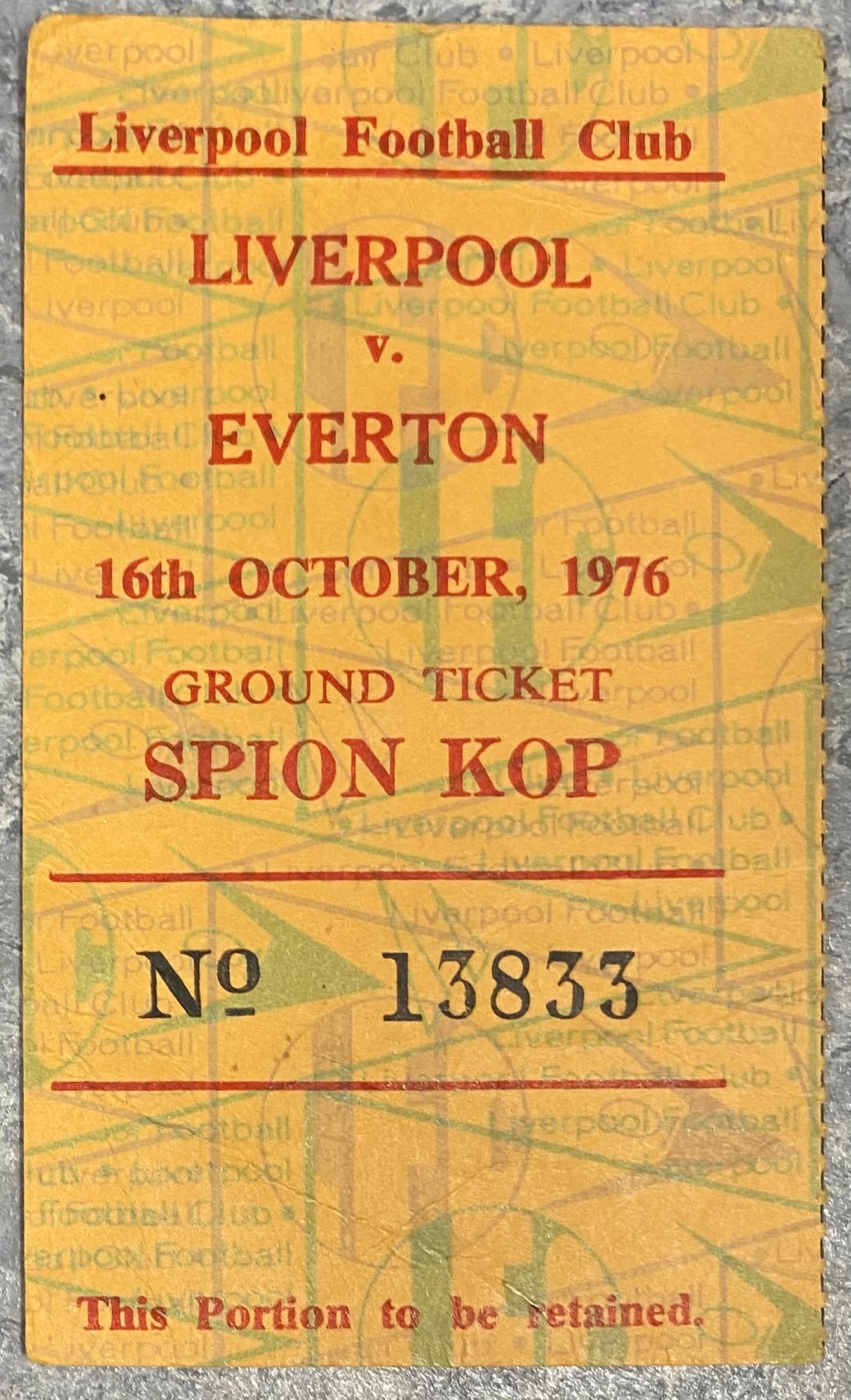 1976/77 ORIGINAL DIVISION ONE TICKET LIVERPOOL V EVERTON