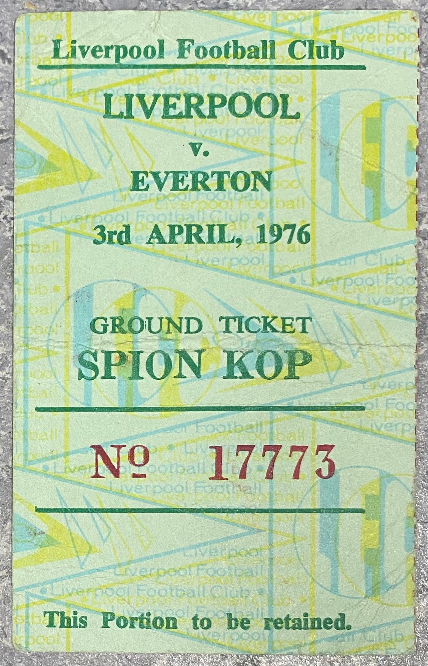 1975/76 ORIGINAL DIVISION ONE TICKET LIVERPOOL V EVERTON
