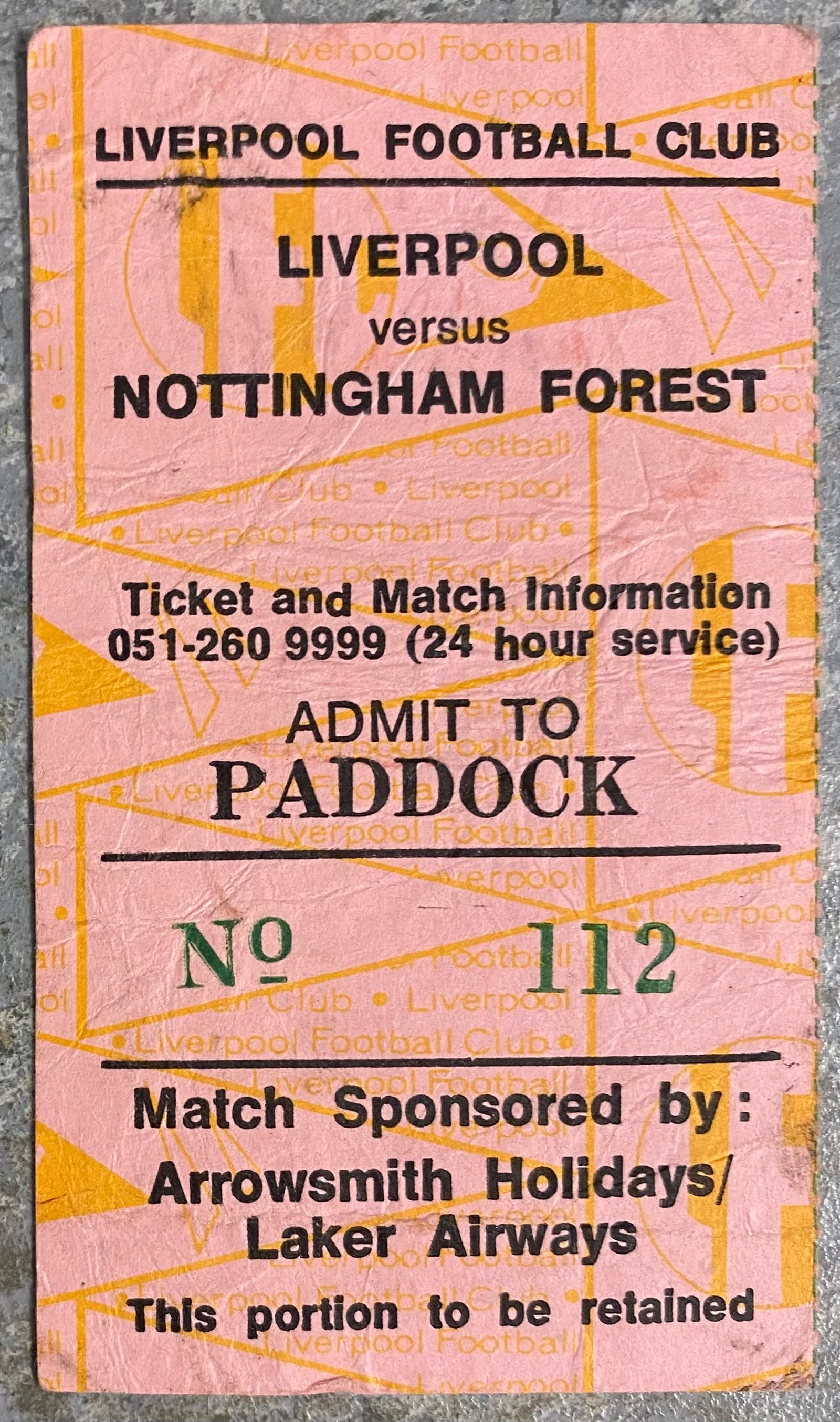 1979/80 ORIGINAL DIVISION ONE TICKET LIVERPOOL V NOTTINGHAM FOREST