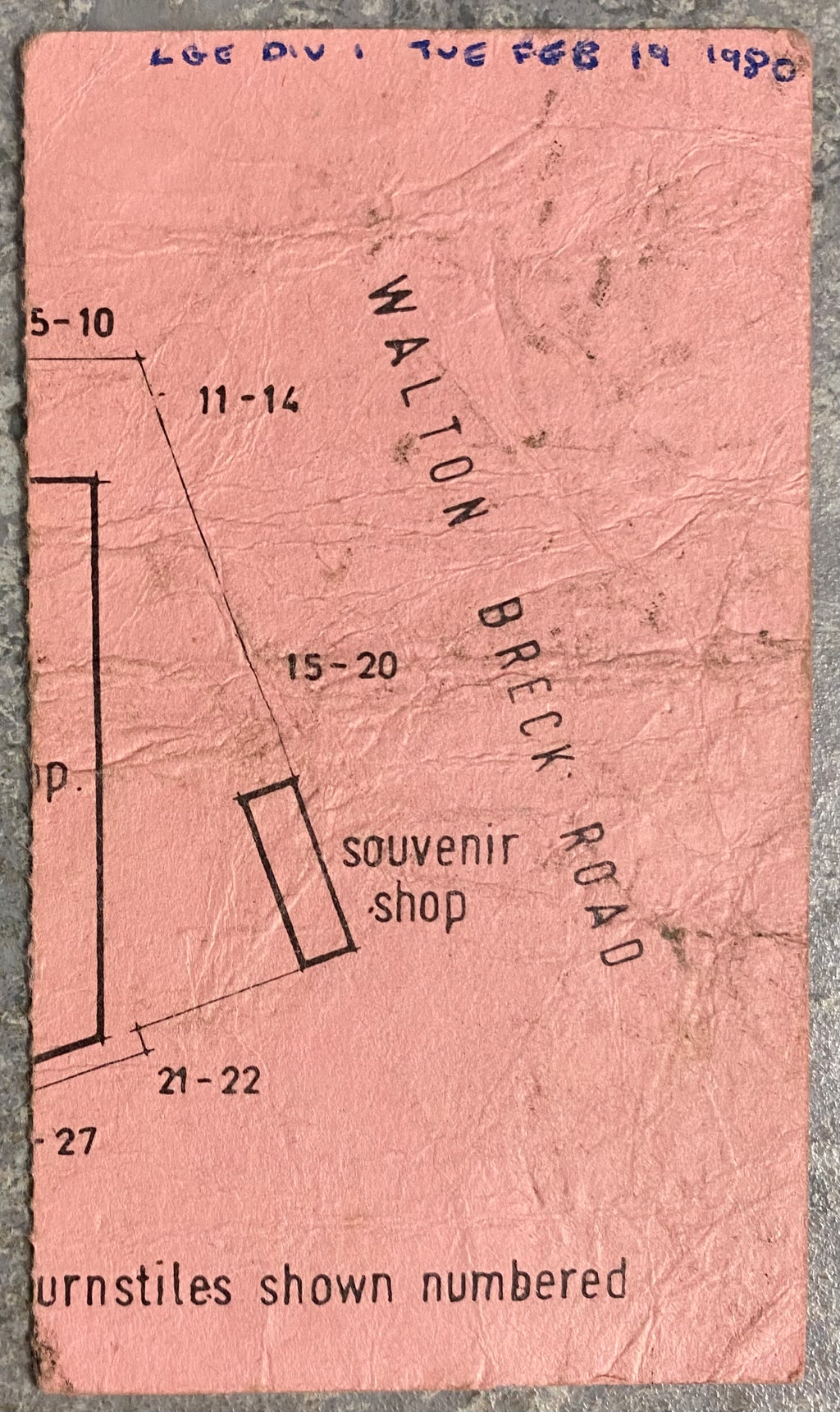 1979/80 ORIGINAL DIVISION ONE TICKET LIVERPOOL V NOTTINGHAM FOREST