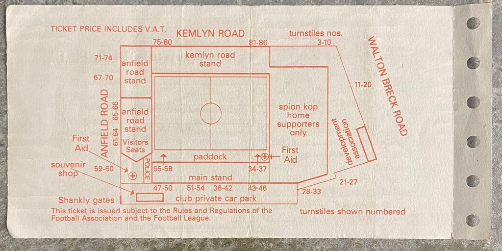 1991/92 ORIGINAL UEFA CUP QUARTER FINAL 2ND LEG  TICKET LIVERPOOL V GENOA 1893