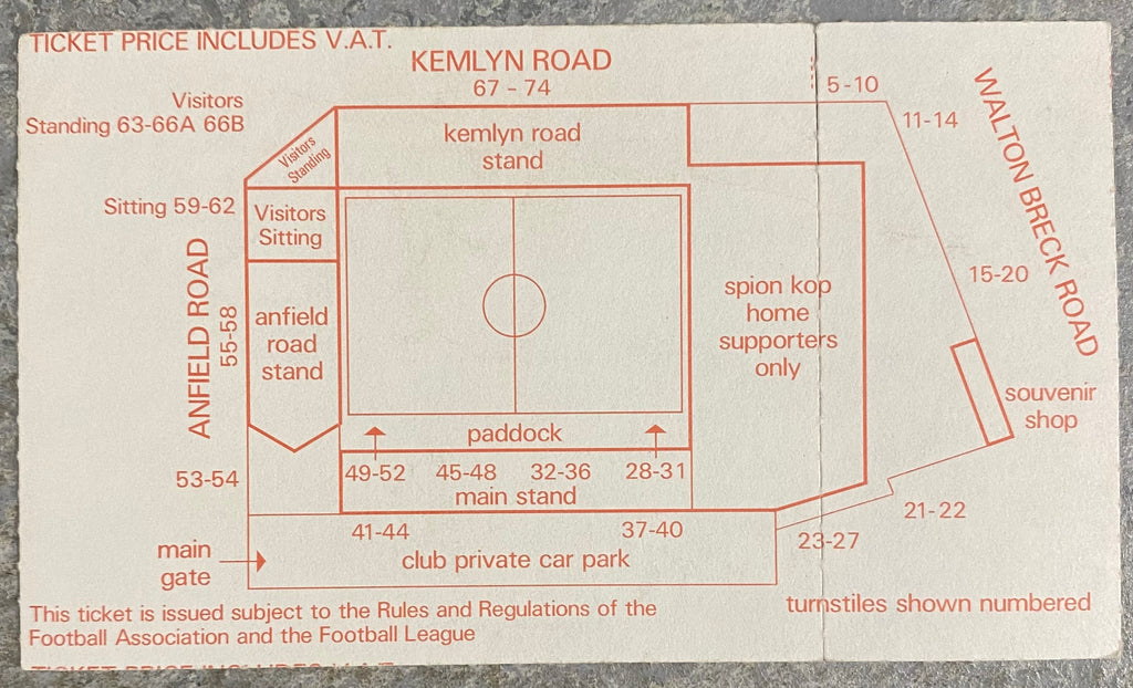 1985/86 ORIGINAL DIVISION ONE TICKET LIVERPOOL V EVERTON
