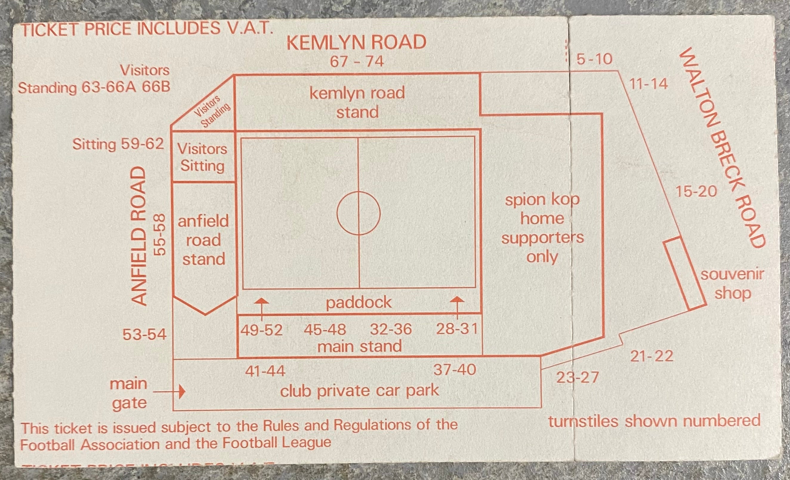 1985/86 ORIGINAL DIVISION ONE TICKET LIVERPOOL V EVERTON