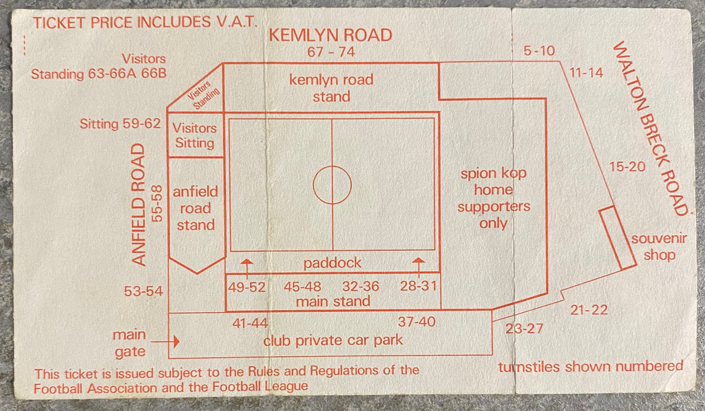 1985/86 ORIGINAL DIVISION ONE TICKET LIVERPOOL V COVENTRY CITY