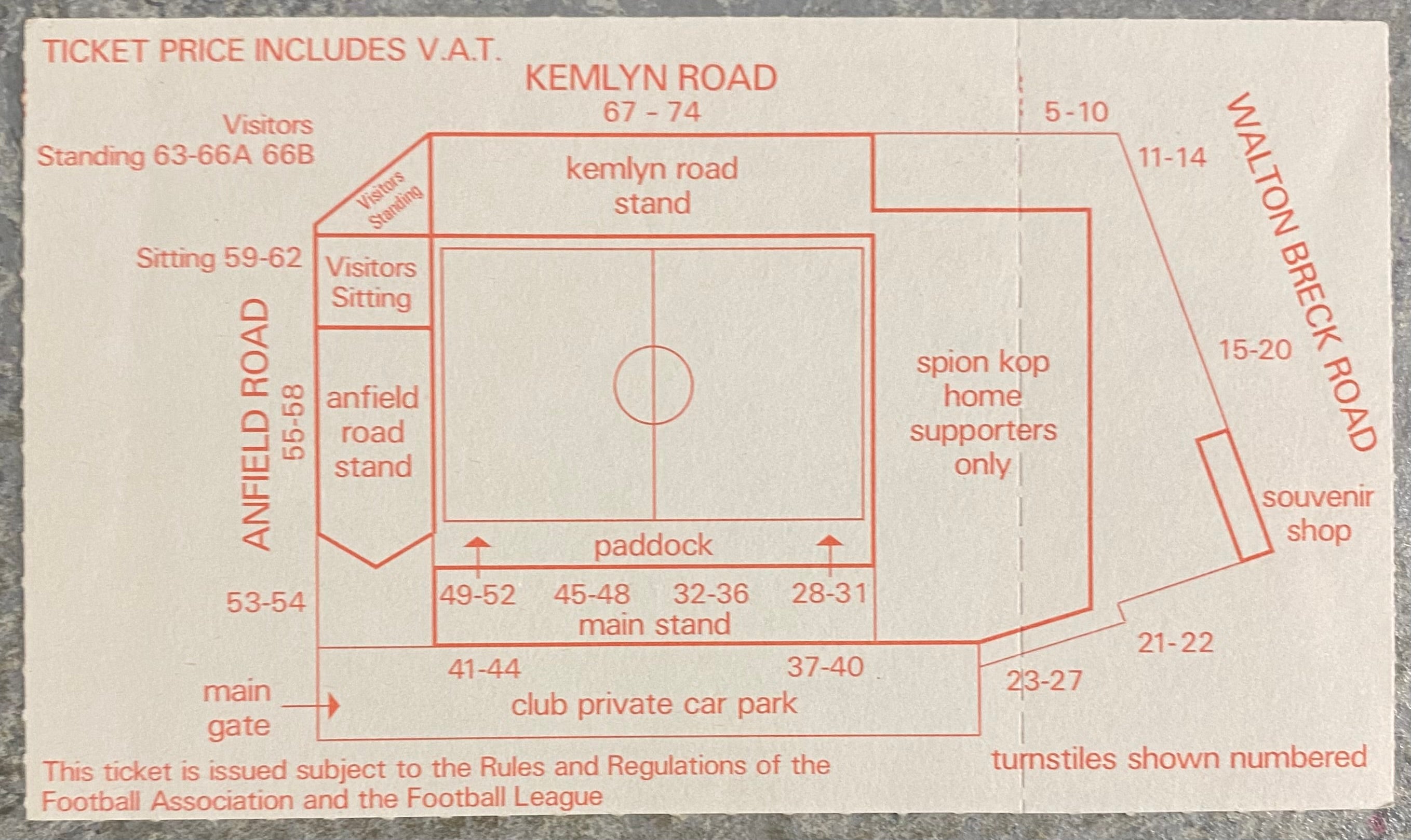 1985/86 ORIGINAL DIVISION ONE TICKET LIVERPOOL V SOUTHAMPTON