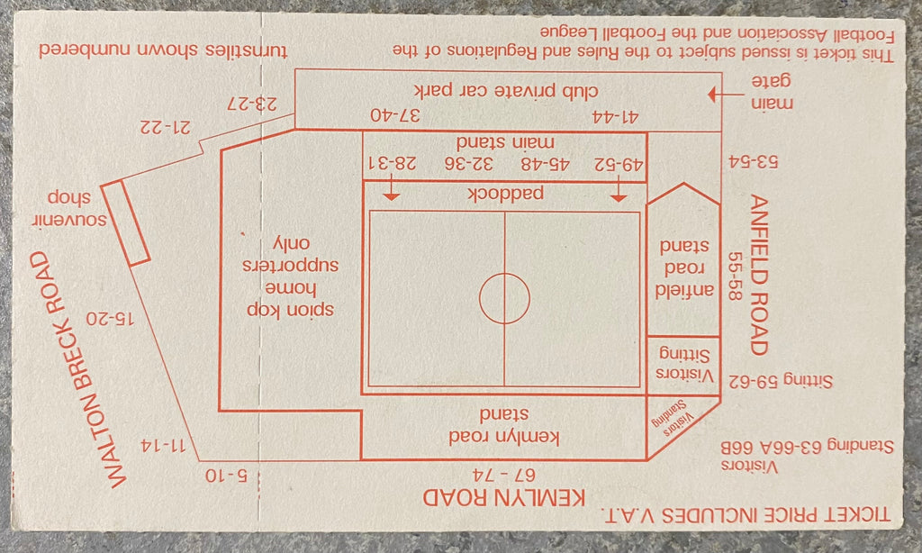 1985/86 ORIGINAL DIVISION ONE TICKET LIVERPOOL V LUTON TOWN