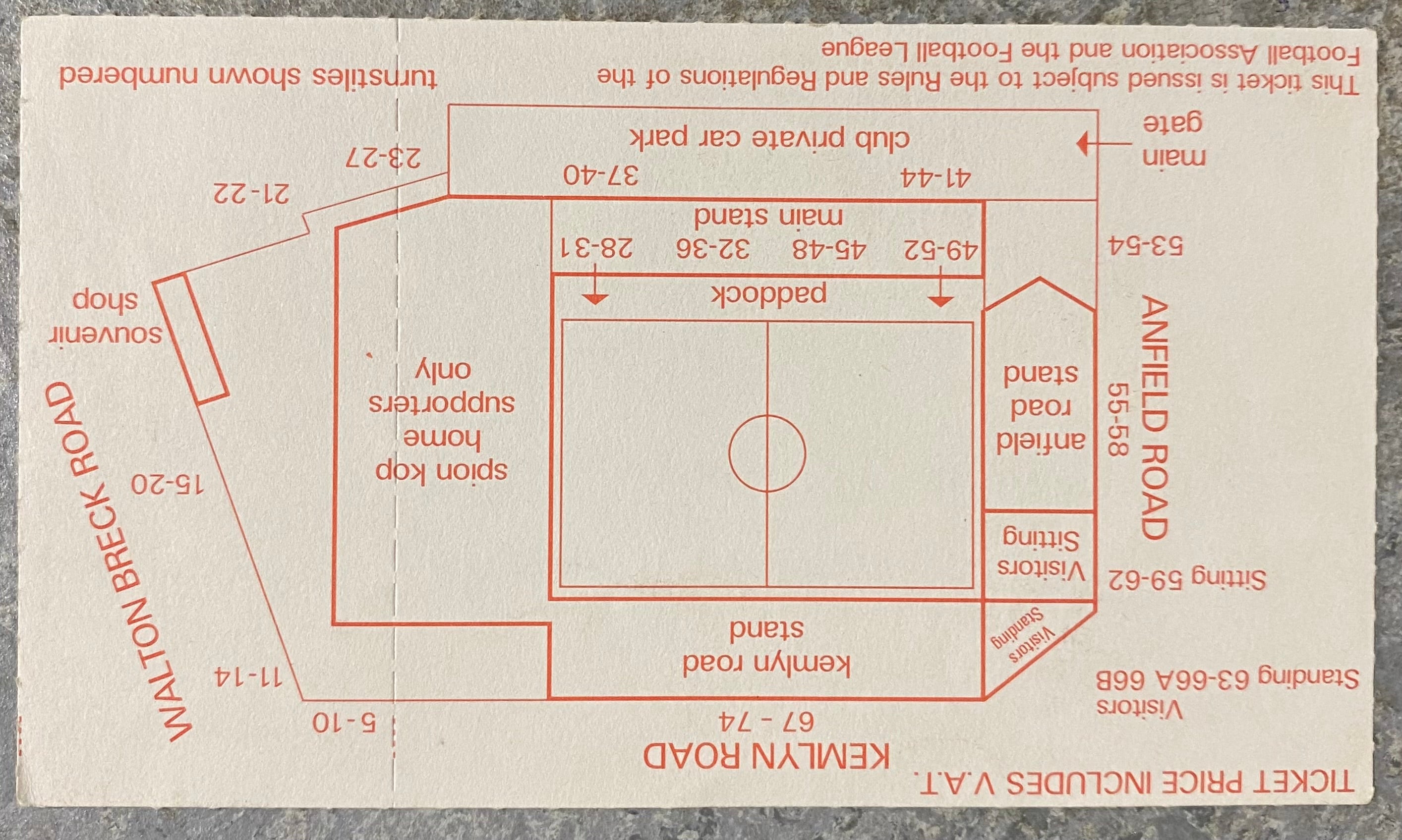 1985/86 ORIGINAL DIVISION ONE TICKET LIVERPOOL V LUTON TOWN