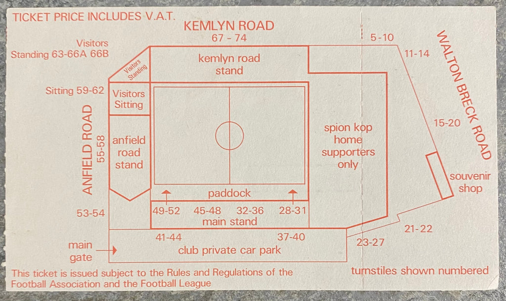 1985/86 ORIGINAL DIVISION ONE TICKET LIVERPOOL V IPSWICH TOWN