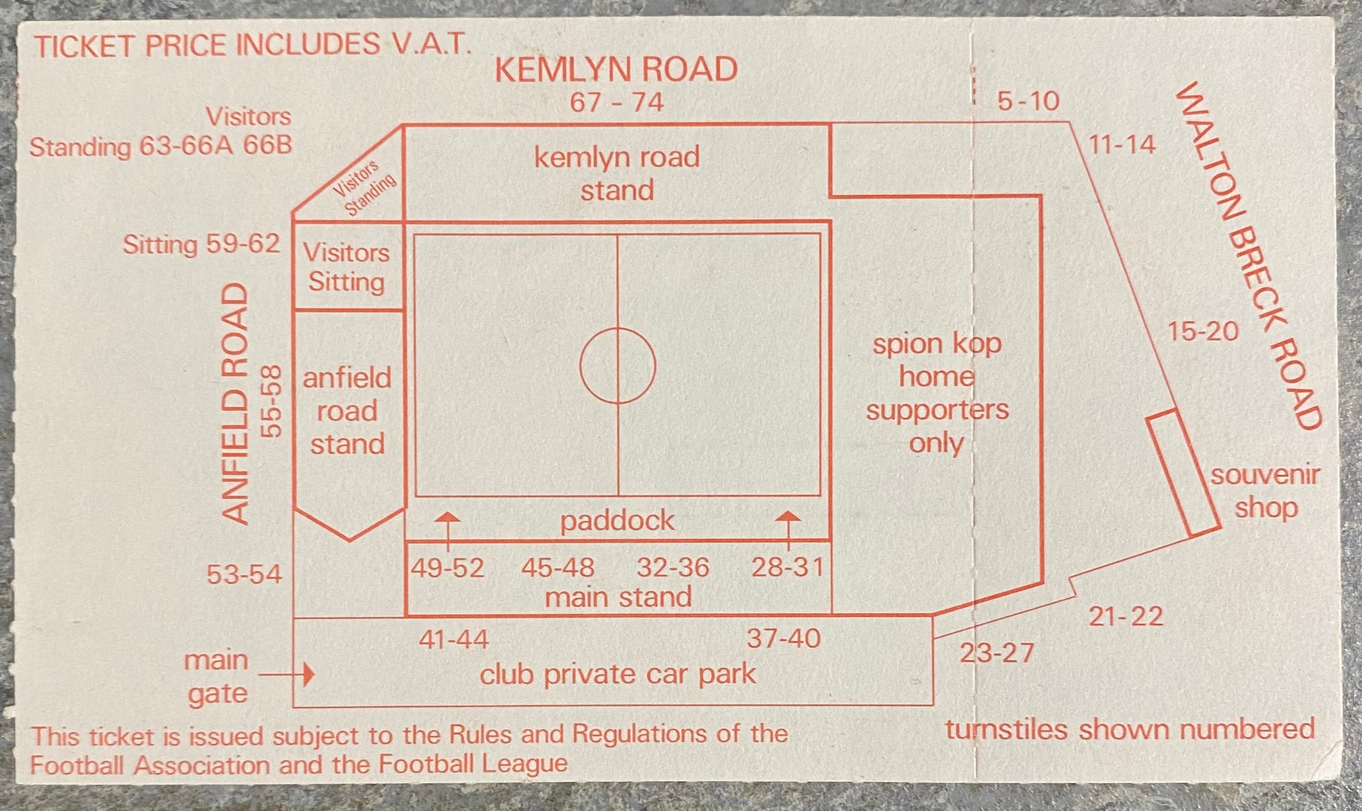 1985/86 ORIGINAL DIVISION ONE TICKET LIVERPOOL V IPSWICH TOWN