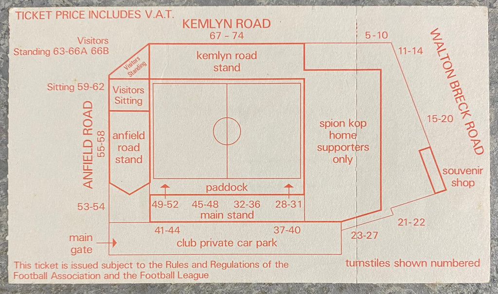 1985/86 ORIGINAL DIVISION ONE TICKET LIVERPOOL V NOTTINGHAM FOREST