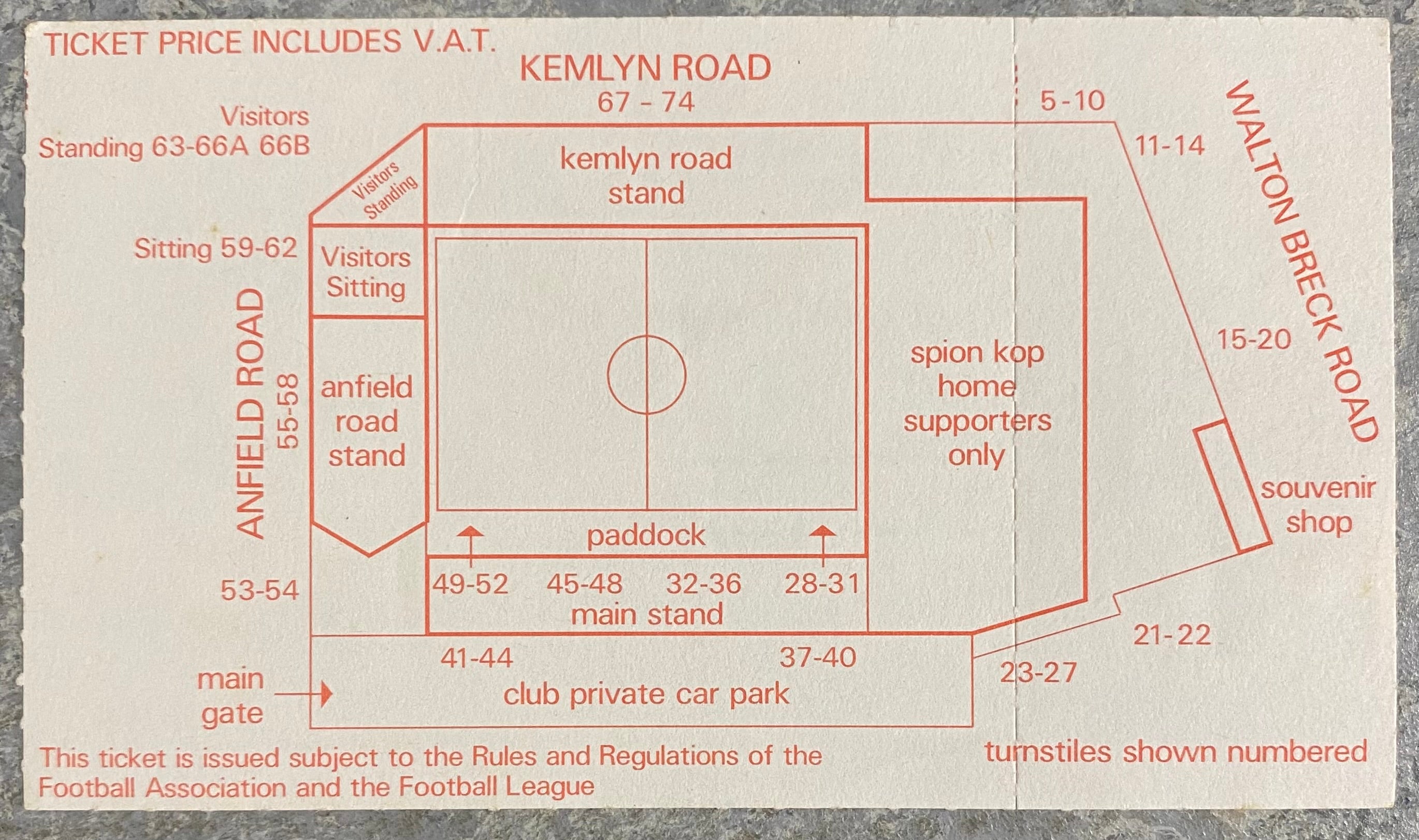 1985/86 ORIGINAL DIVISION ONE TICKET LIVERPOOL V NOTTINGHAM FOREST