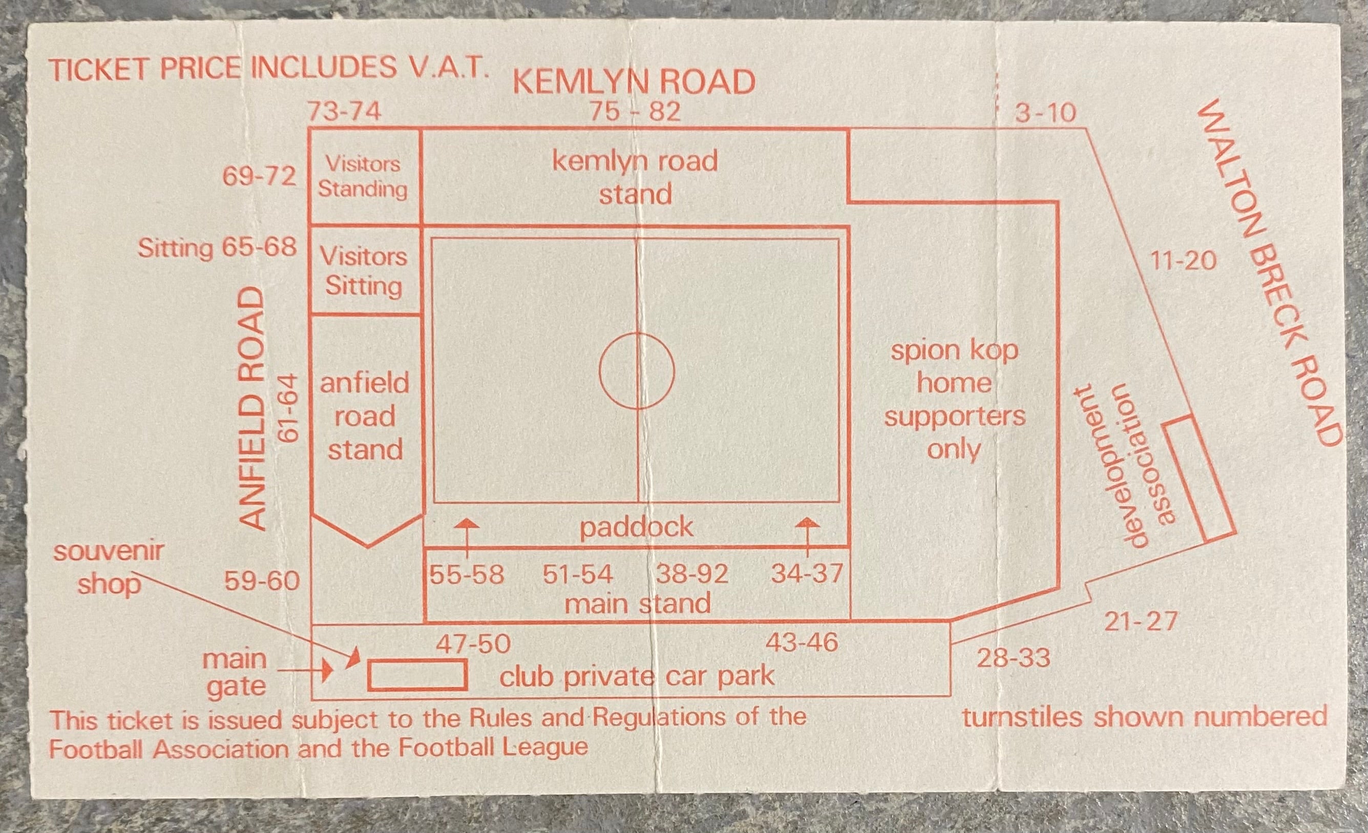 1988/89 ORIGINAL DIVISION ONE TICKET LIVERPOOL V MILLWALL
