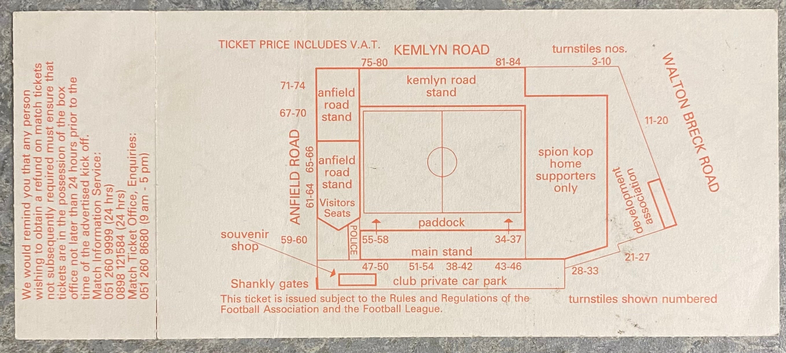 1989/90 ORIGINAL DIVISION ONE UNUSED TICKET LIVERPOOL V WIMBLEDON
