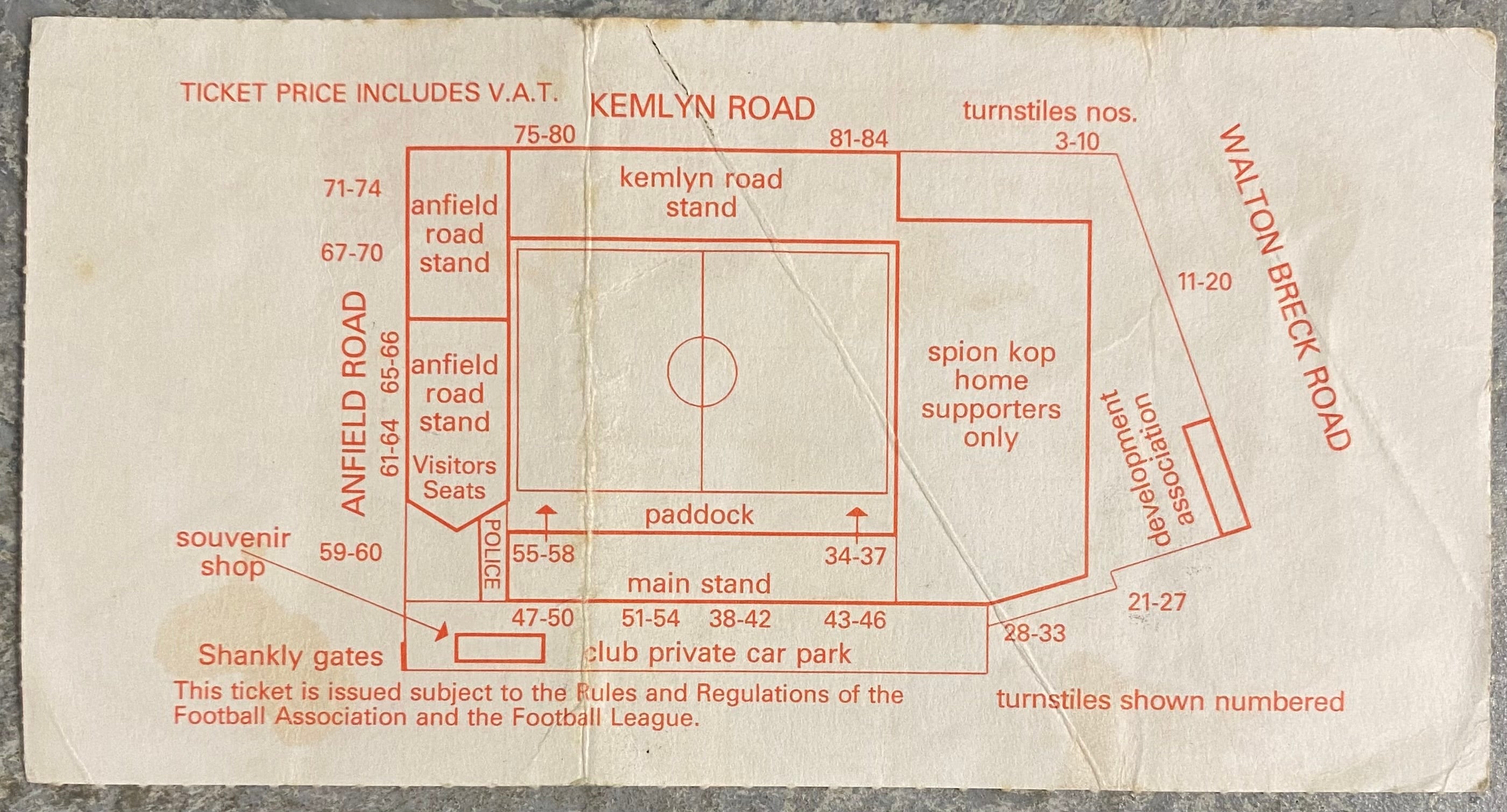 1989/90 ORIGINAL DIVISION ONE TICKET LIVERPOOL V NOTTINGHAM FOREST
