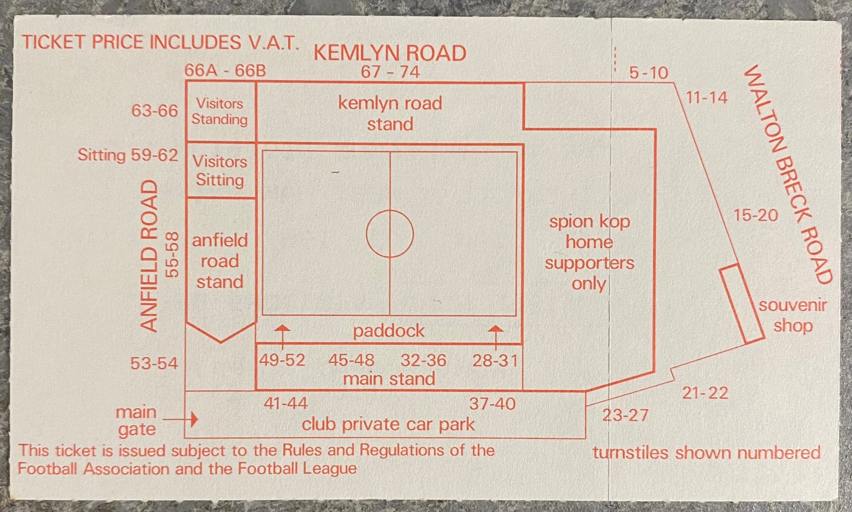 1986/87 ORIGINAL DIVISION ONE TICKET LIVERPOOL V WEST HAM UNITED