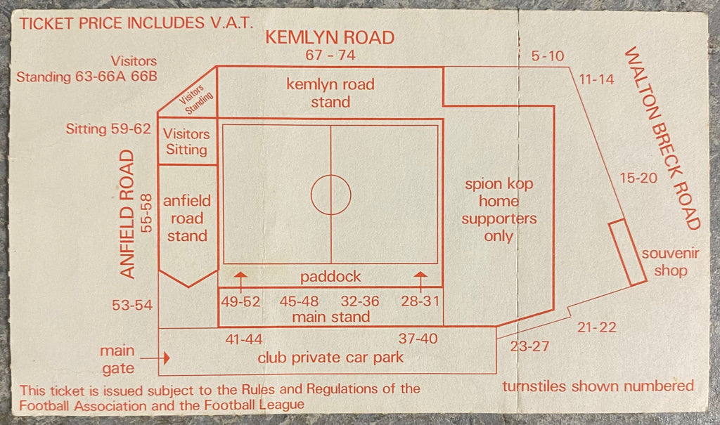 1985/86 ORIGINAL DIVISION ONE TICKET LIVERPOOL V WEST HAM UNITED