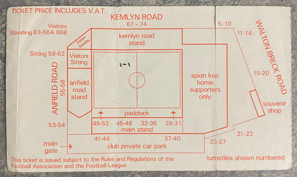 1985/86 ORIGINAL DIVISION ONE TICKET LIVERPOOL V SHEFFIELD WEDNESDAY