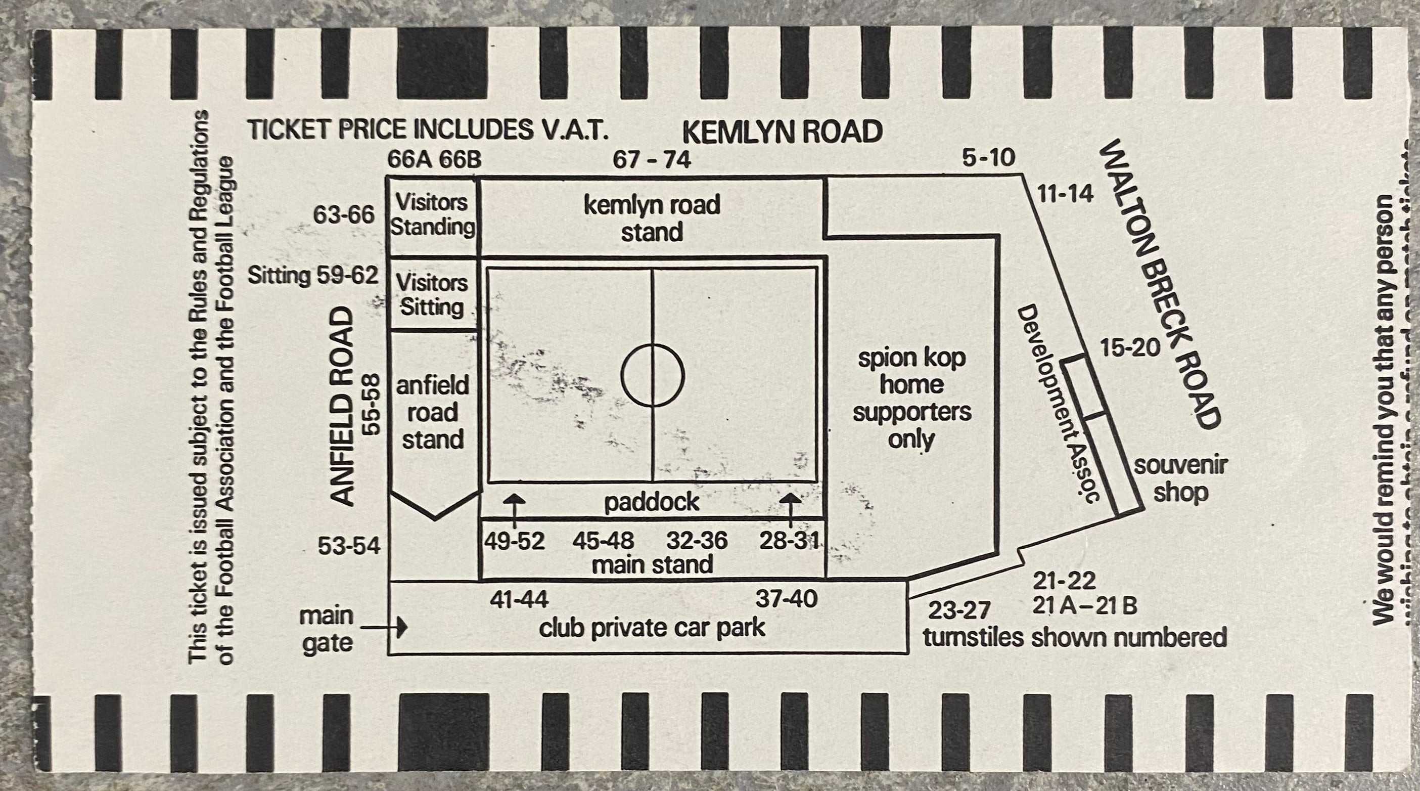 1986/87 ORIGINAL DIVISION ONE TICKET LIVERPOOL V LEICESTER CITY