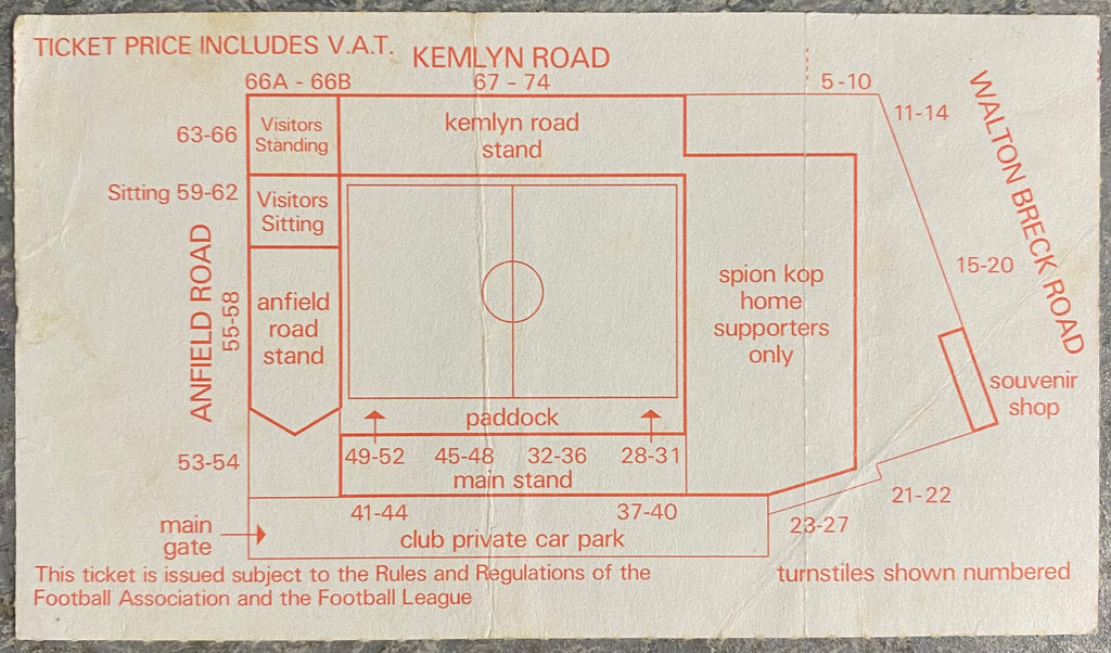 1986/87 ORIGINAL DIVISION ONE TICKET LIVERPOOL V CHELSEA